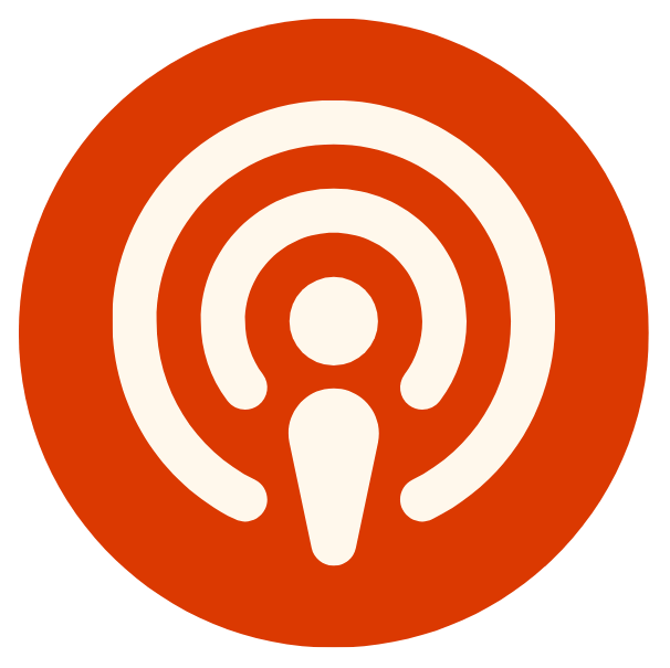 Podcast app icon with an orange background and white microphone symbol.
