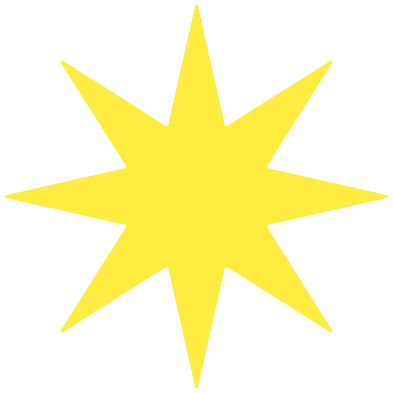 Yellow eight-pointed starburst shape on a black background.