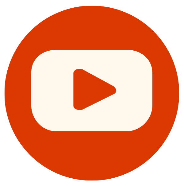 Red and white circular icon with a play button in the center.