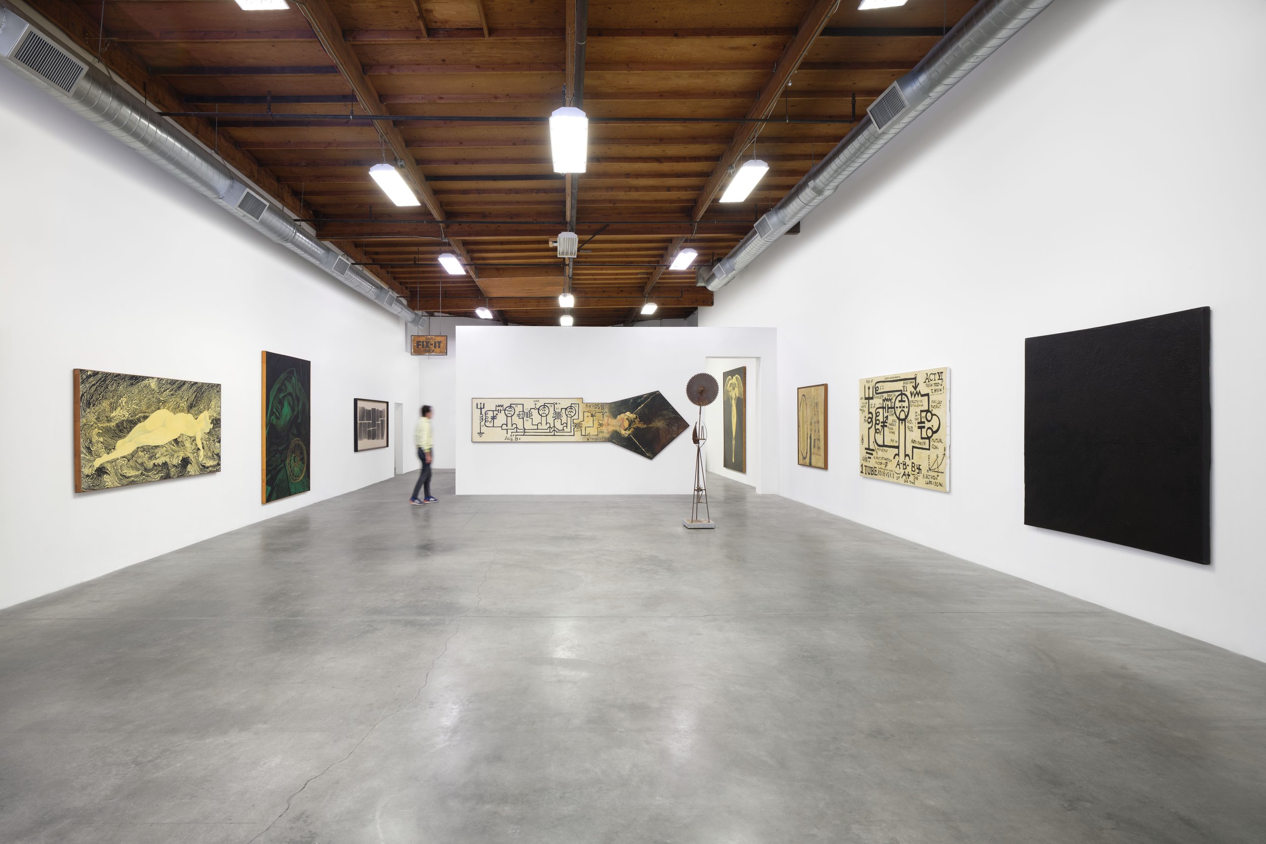  Wally Hedrick: SEX POLITICS RELIGION Installation view at The Box 2026  Photo: Paul Salveson 