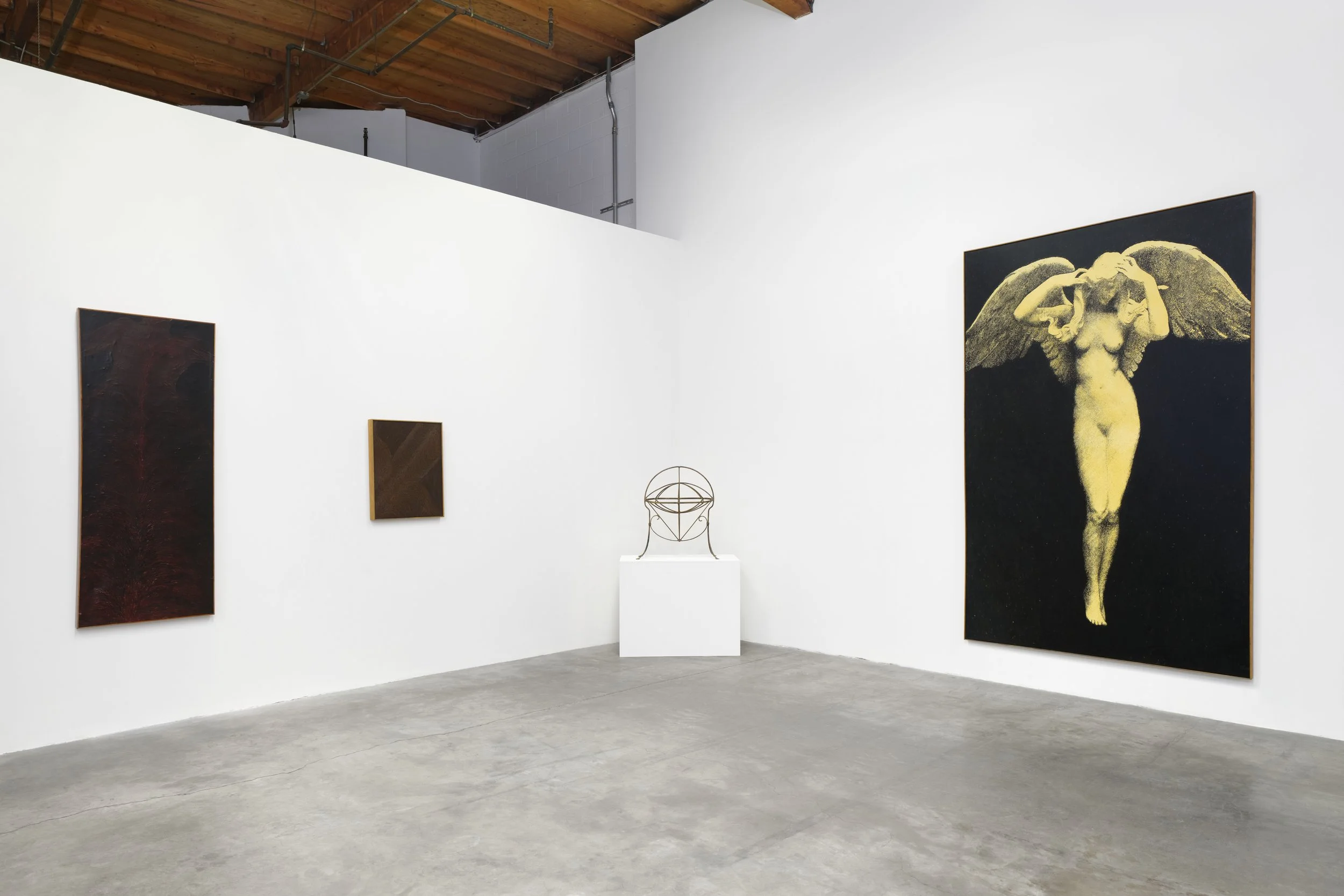  Wally Hedrick: SEX POLITICS RELIGION Installation view at The Box 2026  Photo: Paul Salveson 