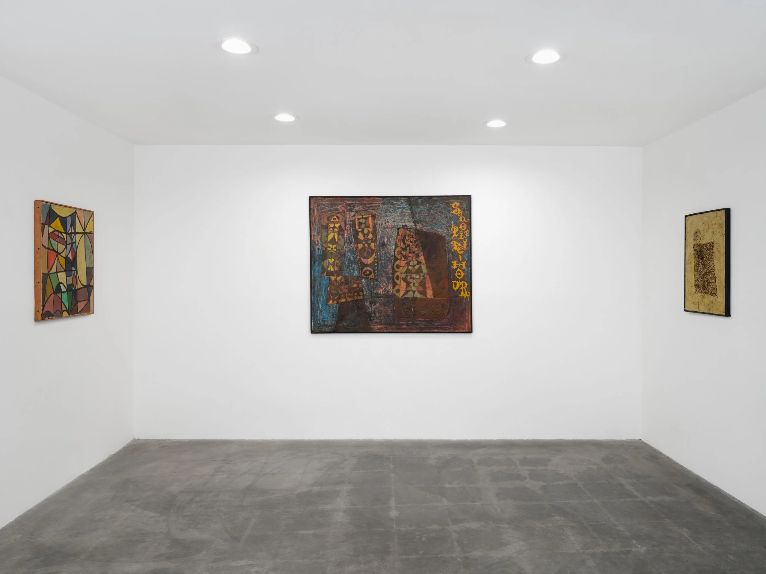  Wally Hedrick: SEX POLITICS RELIGION Installation view at The Box 2026  Photo: Paul Salveson 