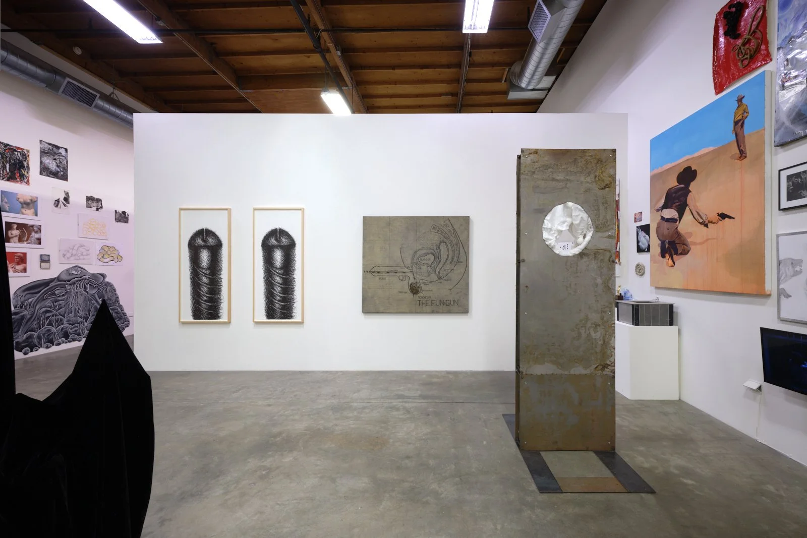  Installation view of  Phallus :: Fascinum :: Fascism , 2025. Courtesy of the artists and The Box LA. Photo: Fredrik Nilsen 