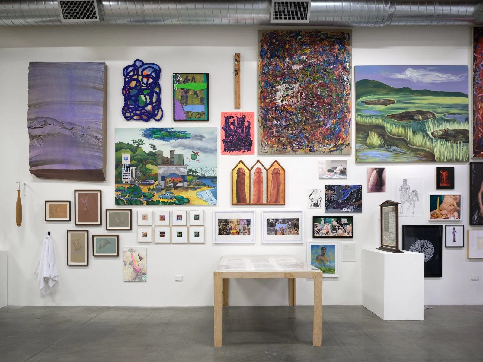 Installation view of  Phallus :: Fascinum :: Fascism , 2025. Courtesy of the artists and The Box LA. Photo: Fredrik Nilsen 