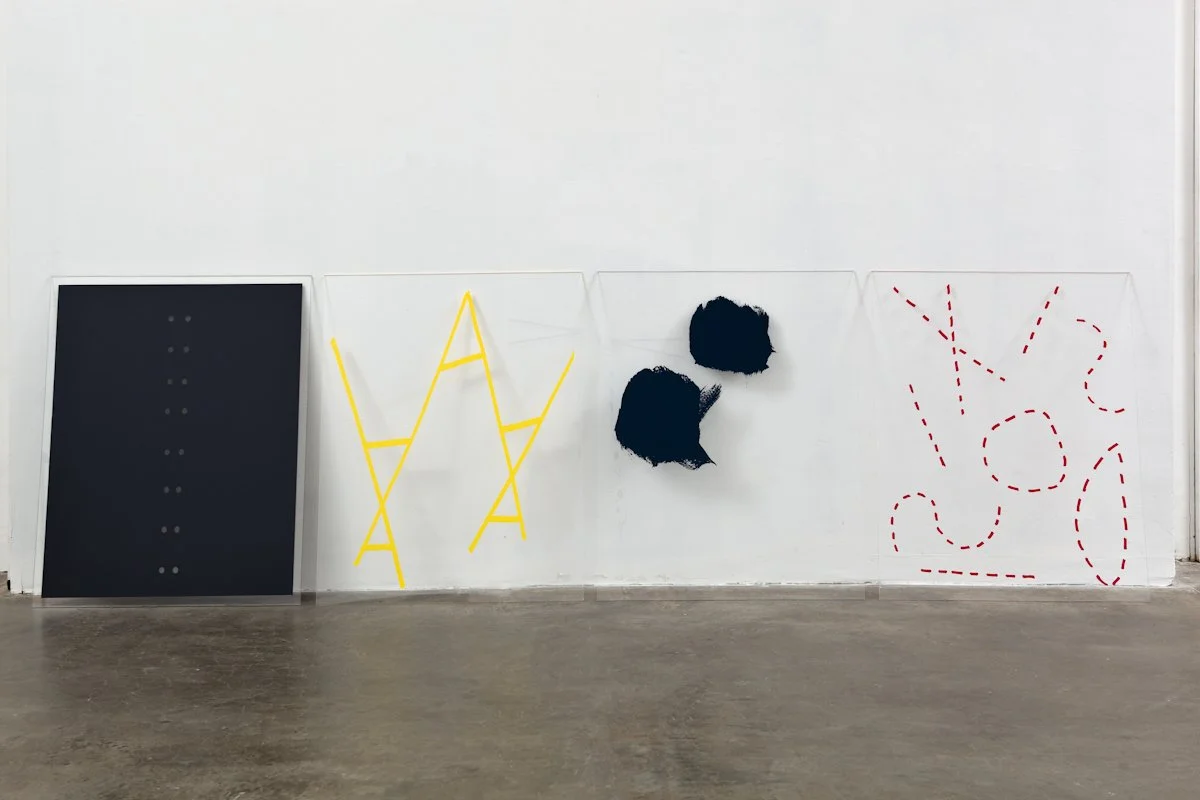  Lisa Williamson Diagrams (grey eyelets, yellow ladders, navy splotches, red dashes) 2011 Installation View  Photography © Fredrik Nilsen Studio 