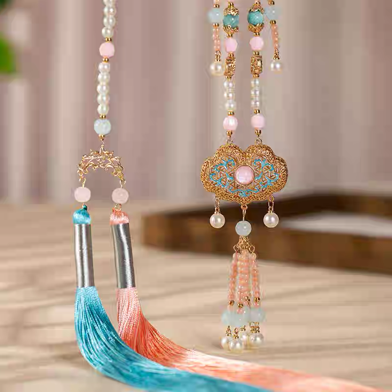 Long Yingluo Pearl Necklace - "Gathering Mists"