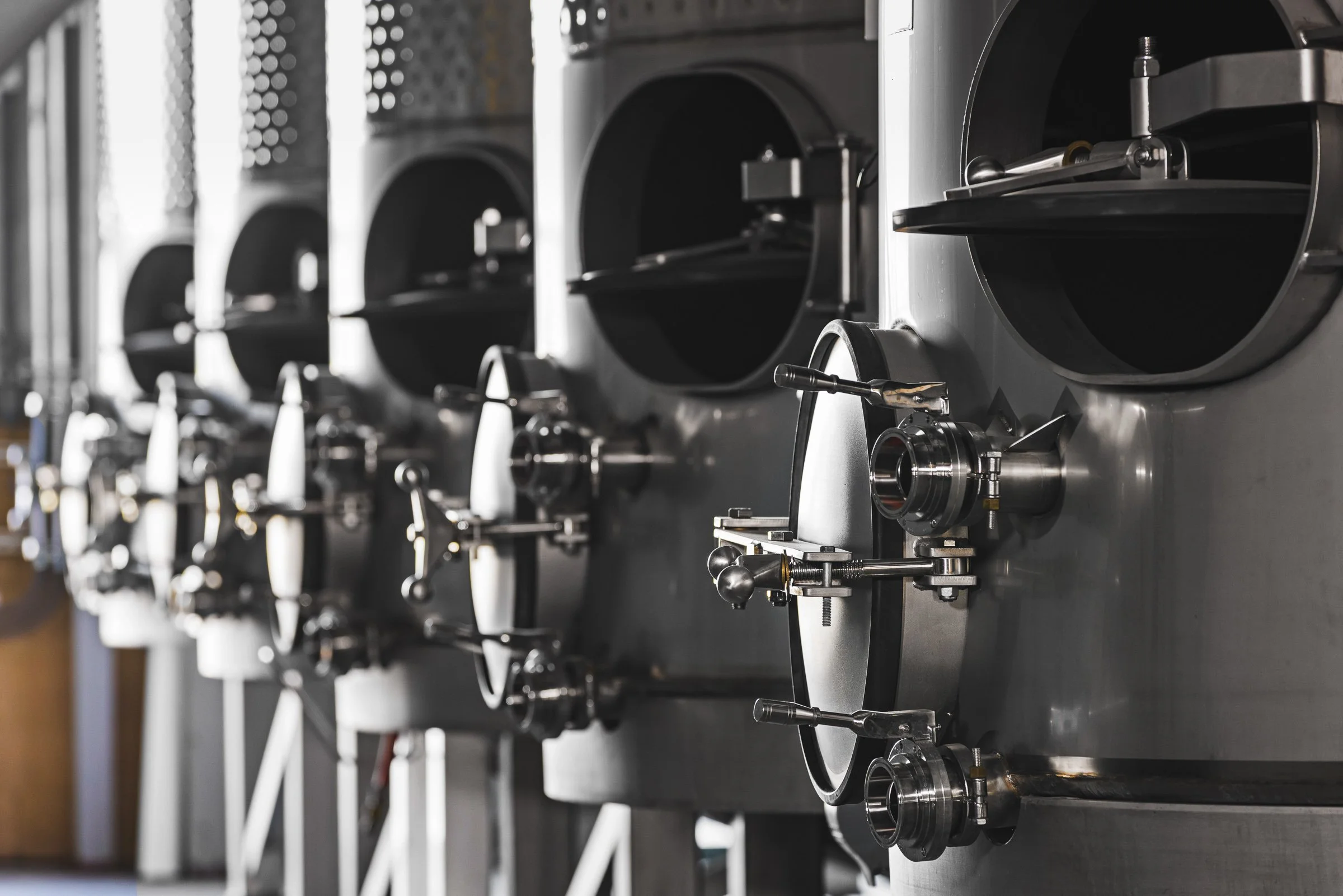 Wine production and custom crush facility with tank storage.