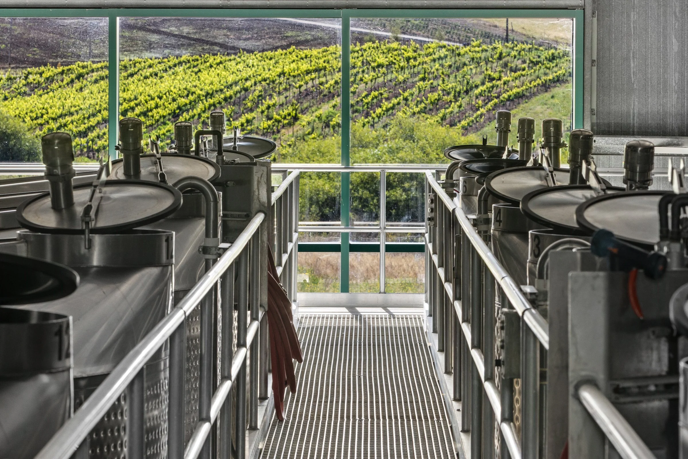 Custom winemaking and beverage production tank farm at Mercenary Premier in San Luis Obispo.
