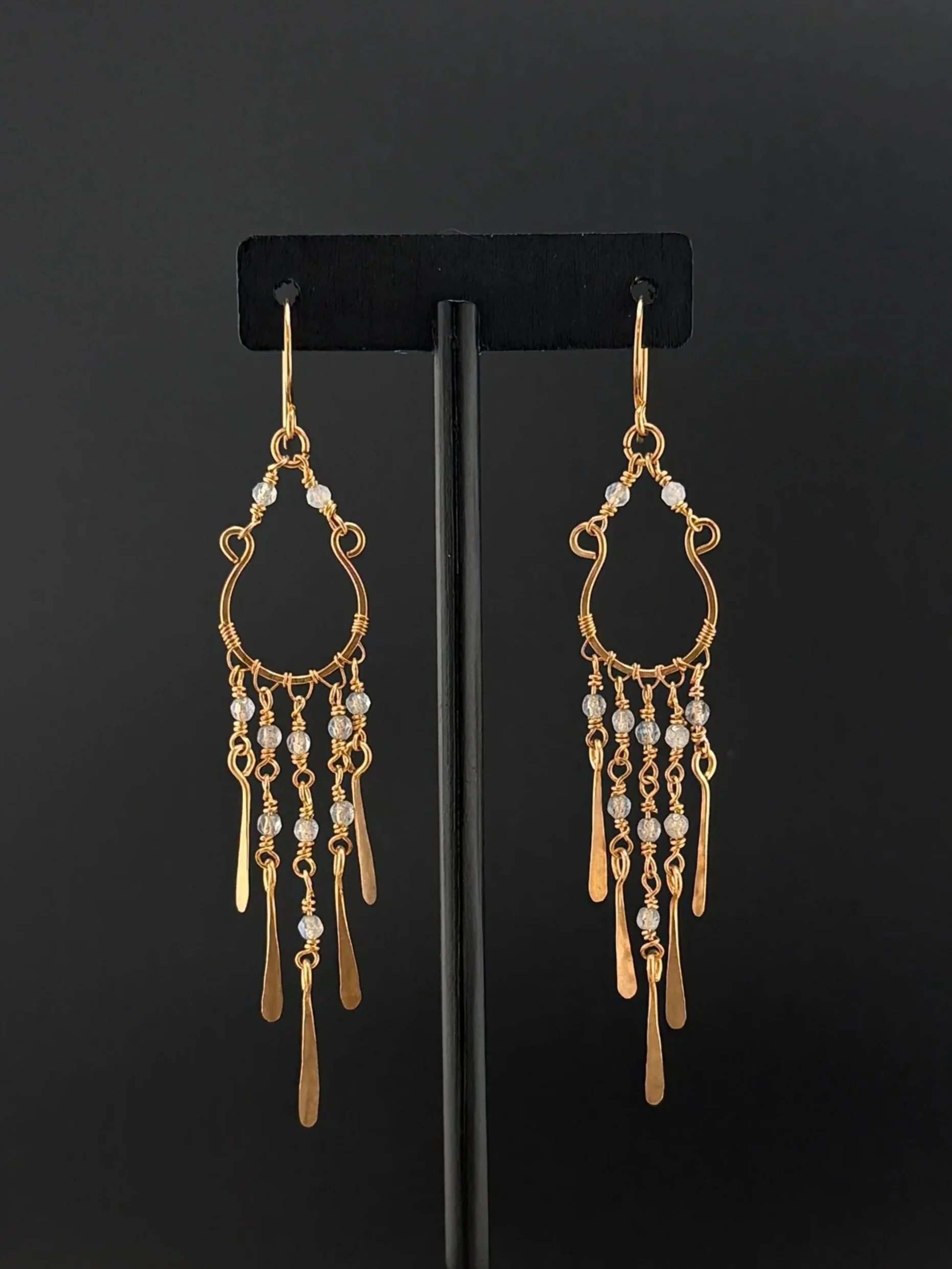 Brass Labradorite Chandelier Earrings
