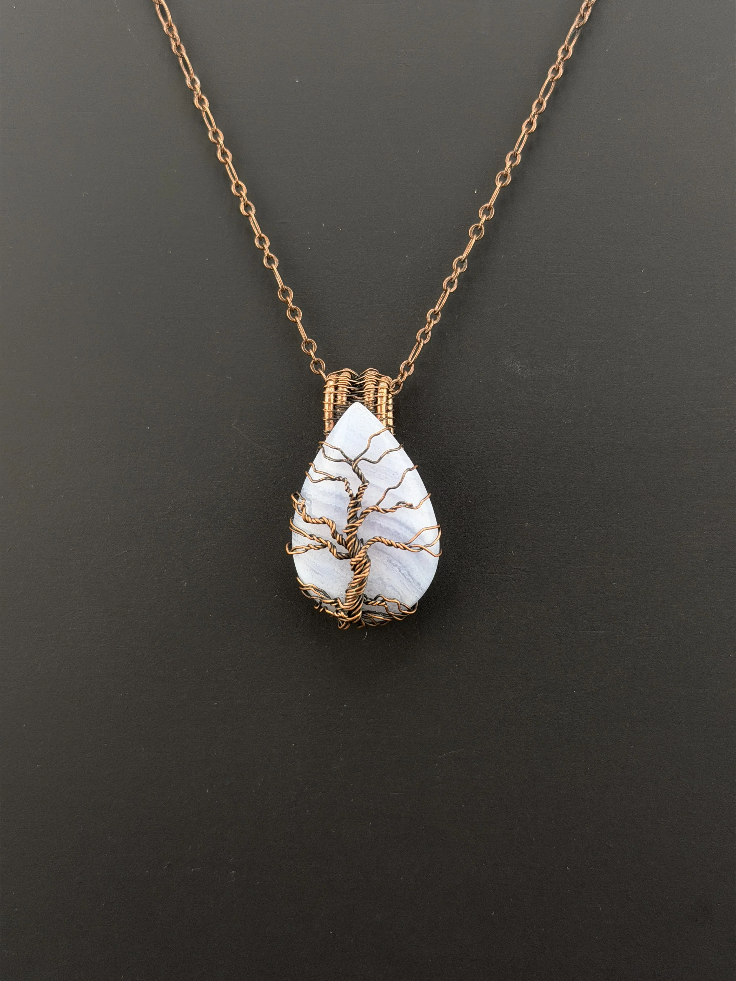 Blue Lace Tree of Life Necklace
