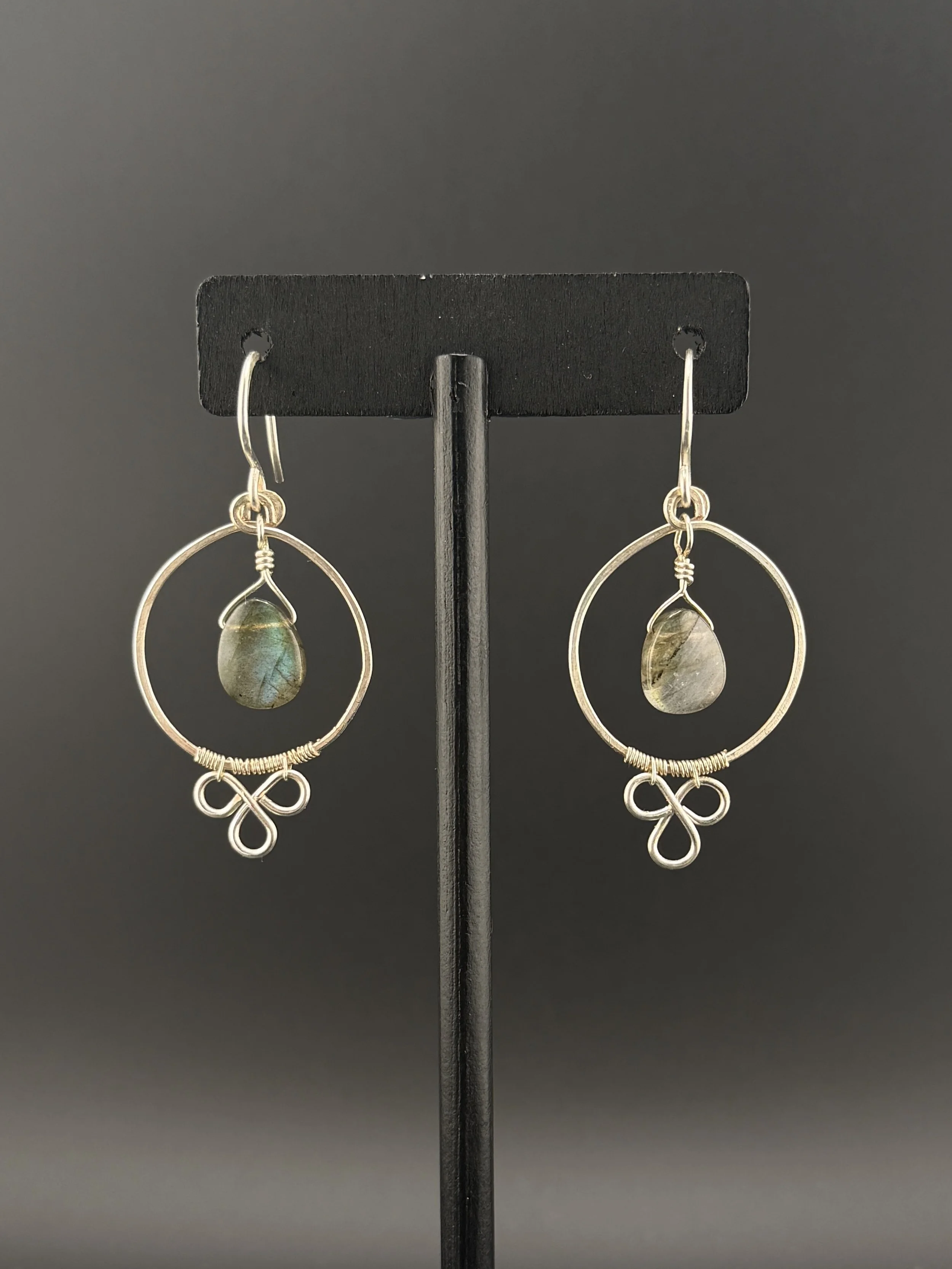 Labradorite Gemstone Hoop Earrings