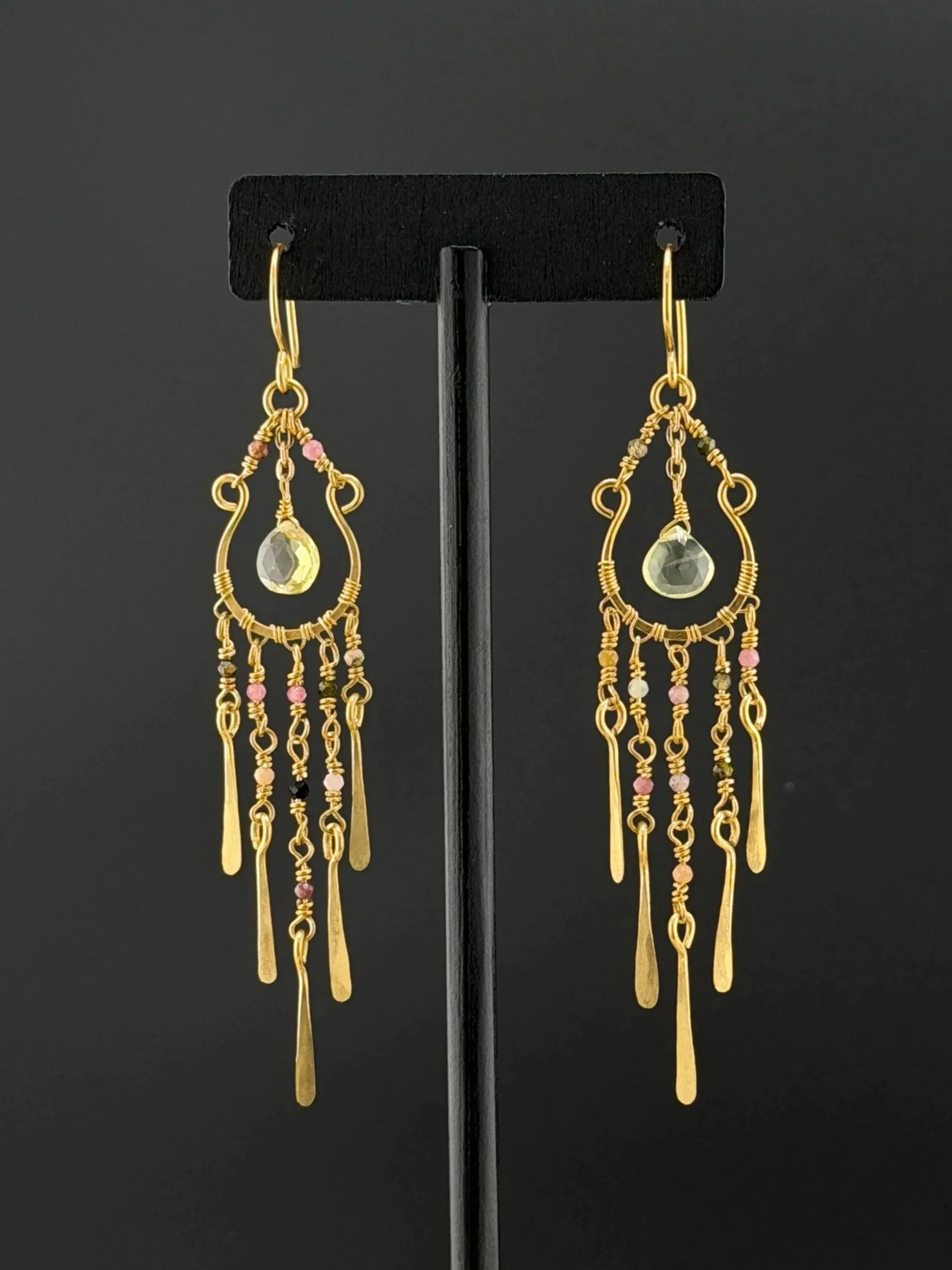 Lemon Quartz Chandalier Earrings