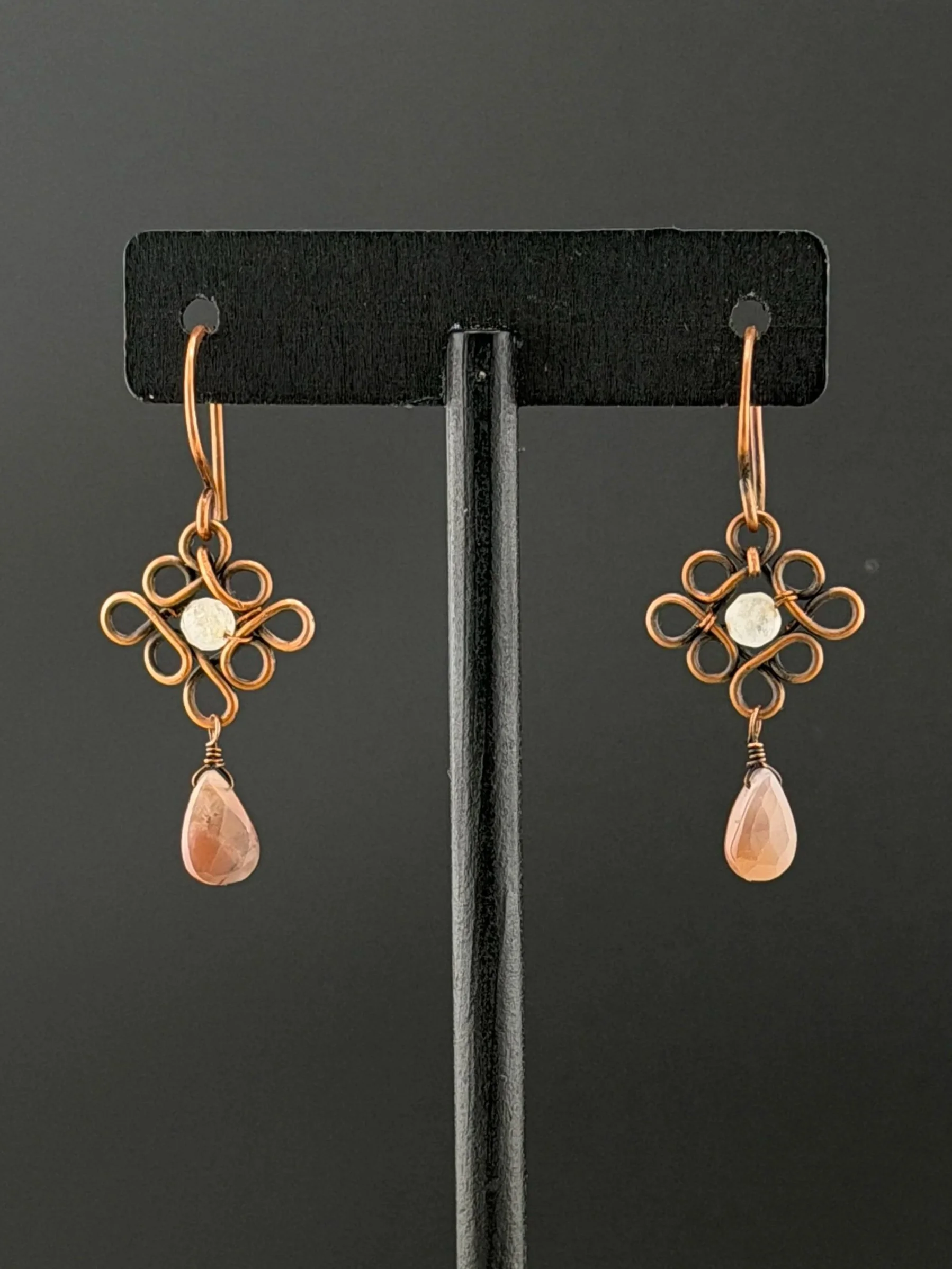 Peach Moonstone Loop Earrings