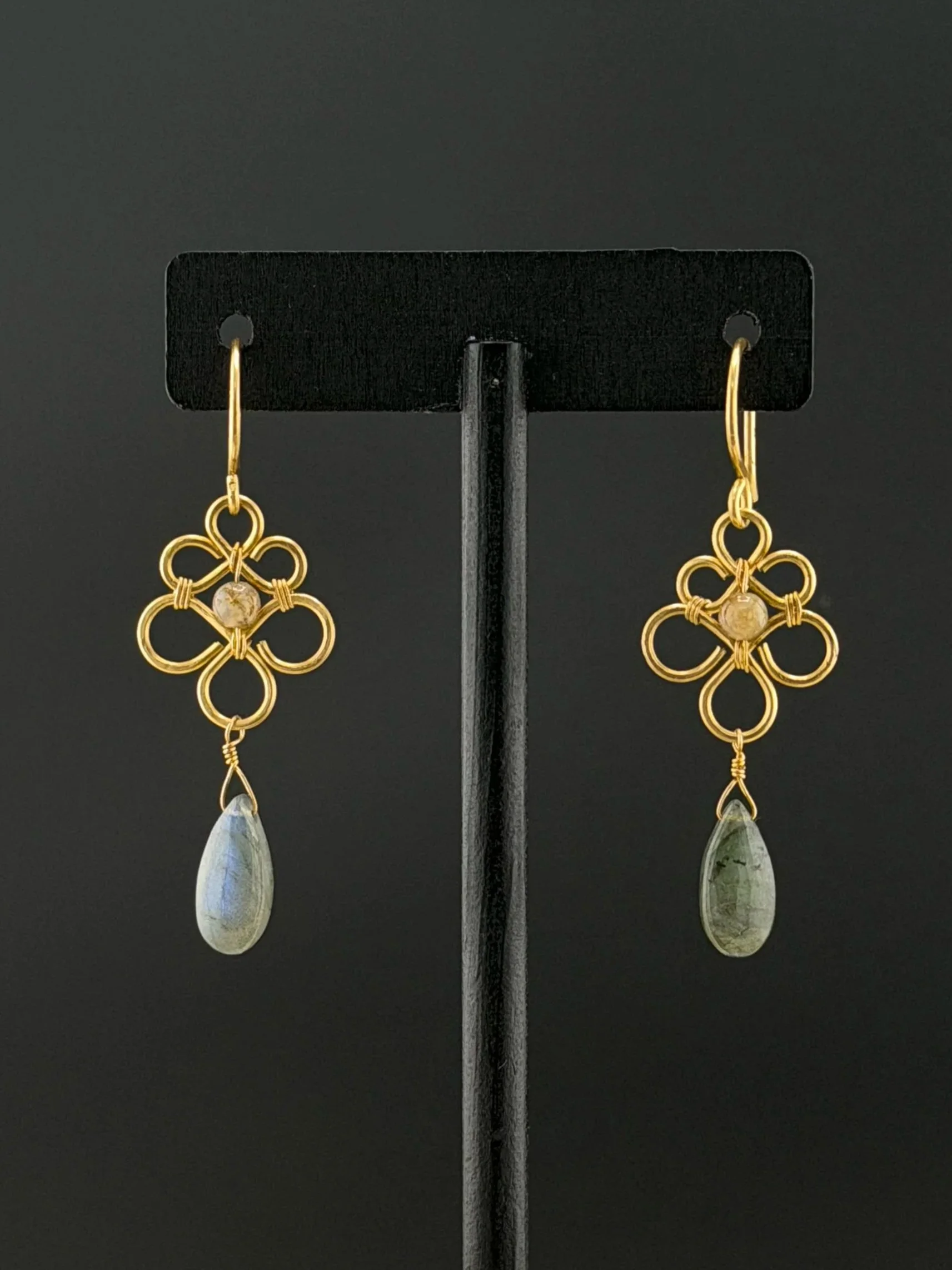 Labradorite Clover Earrings