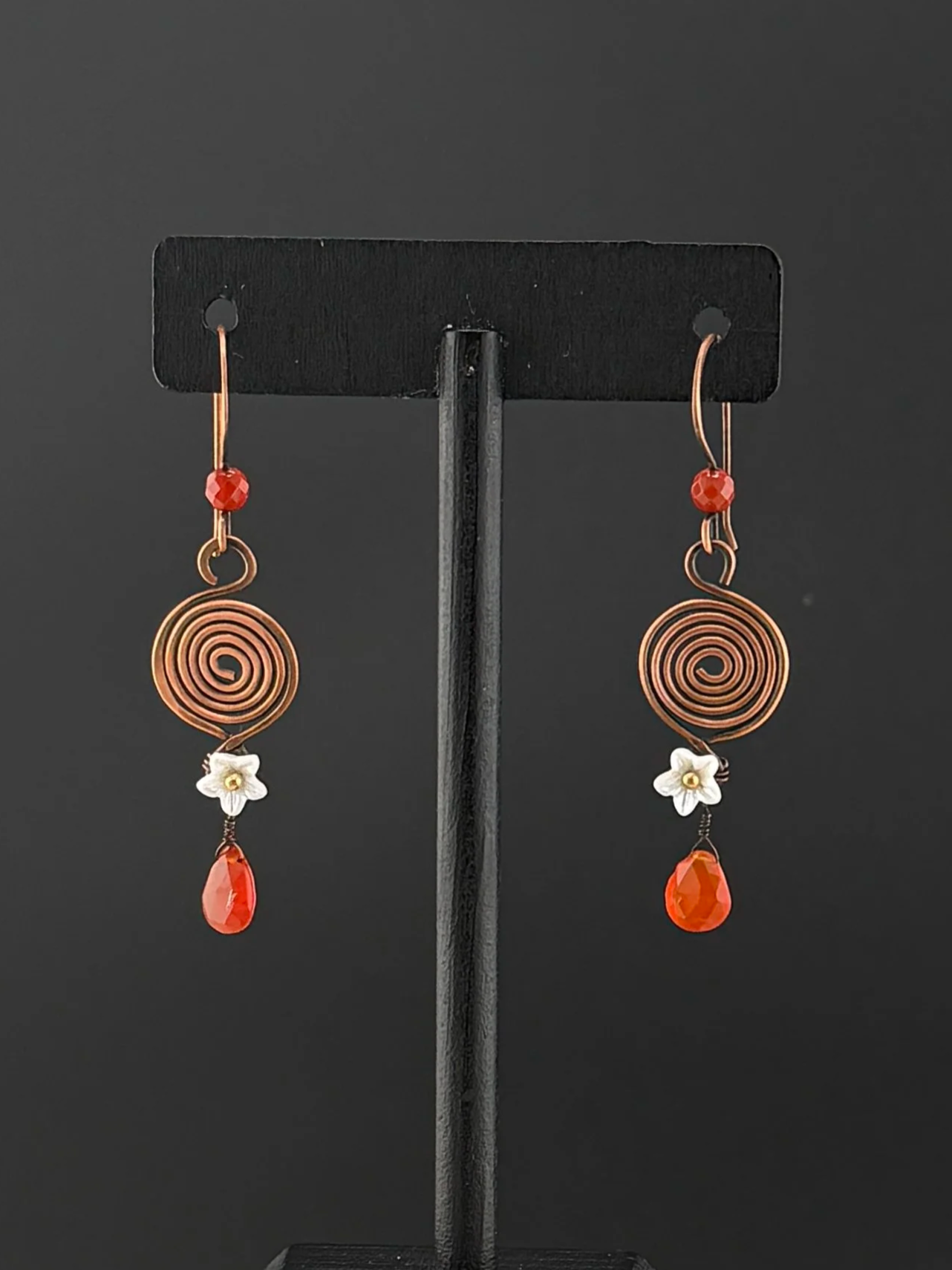 Swirly Copper Carnilian Drops