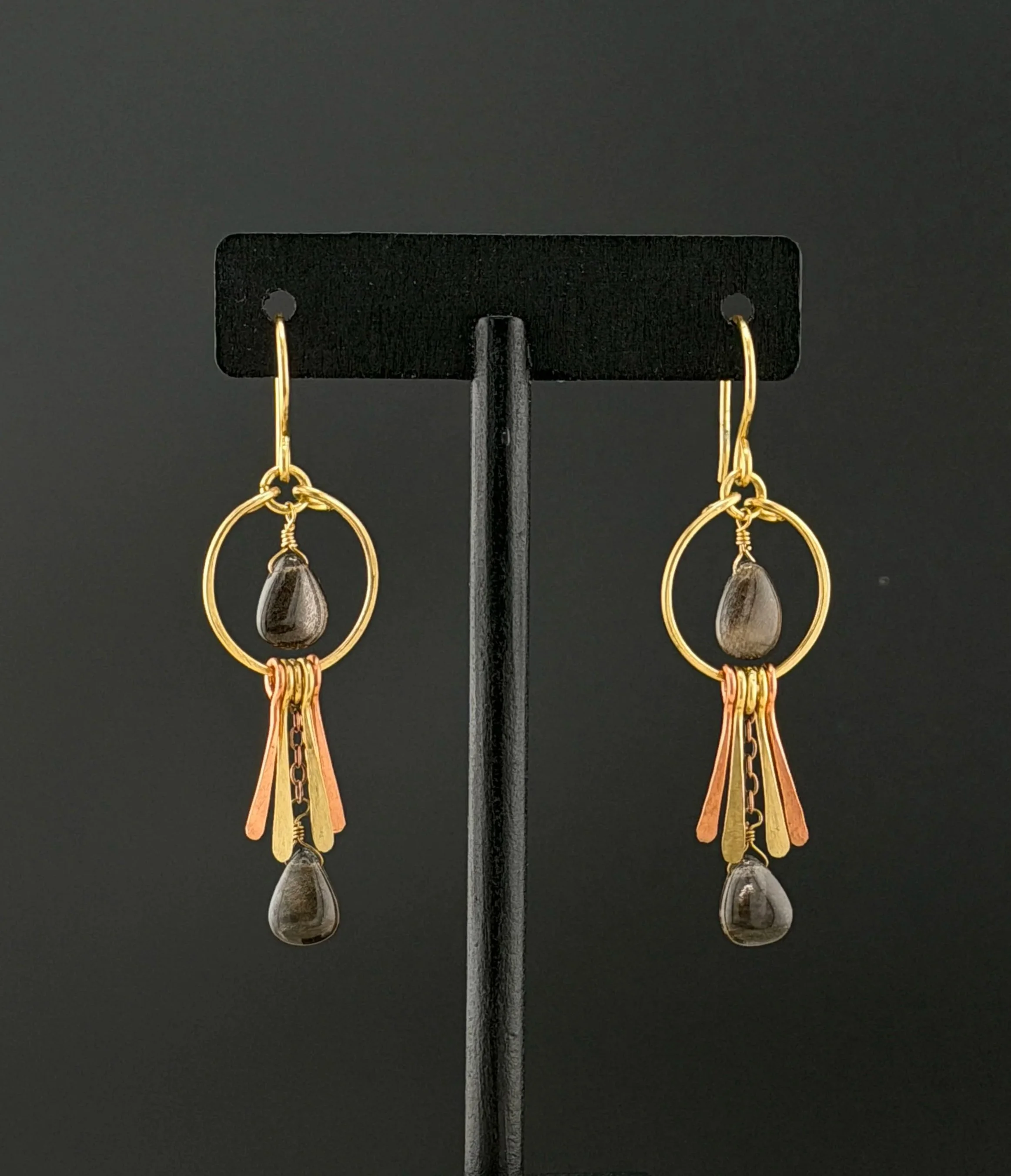 Double Labrodorite Fringe Hoops