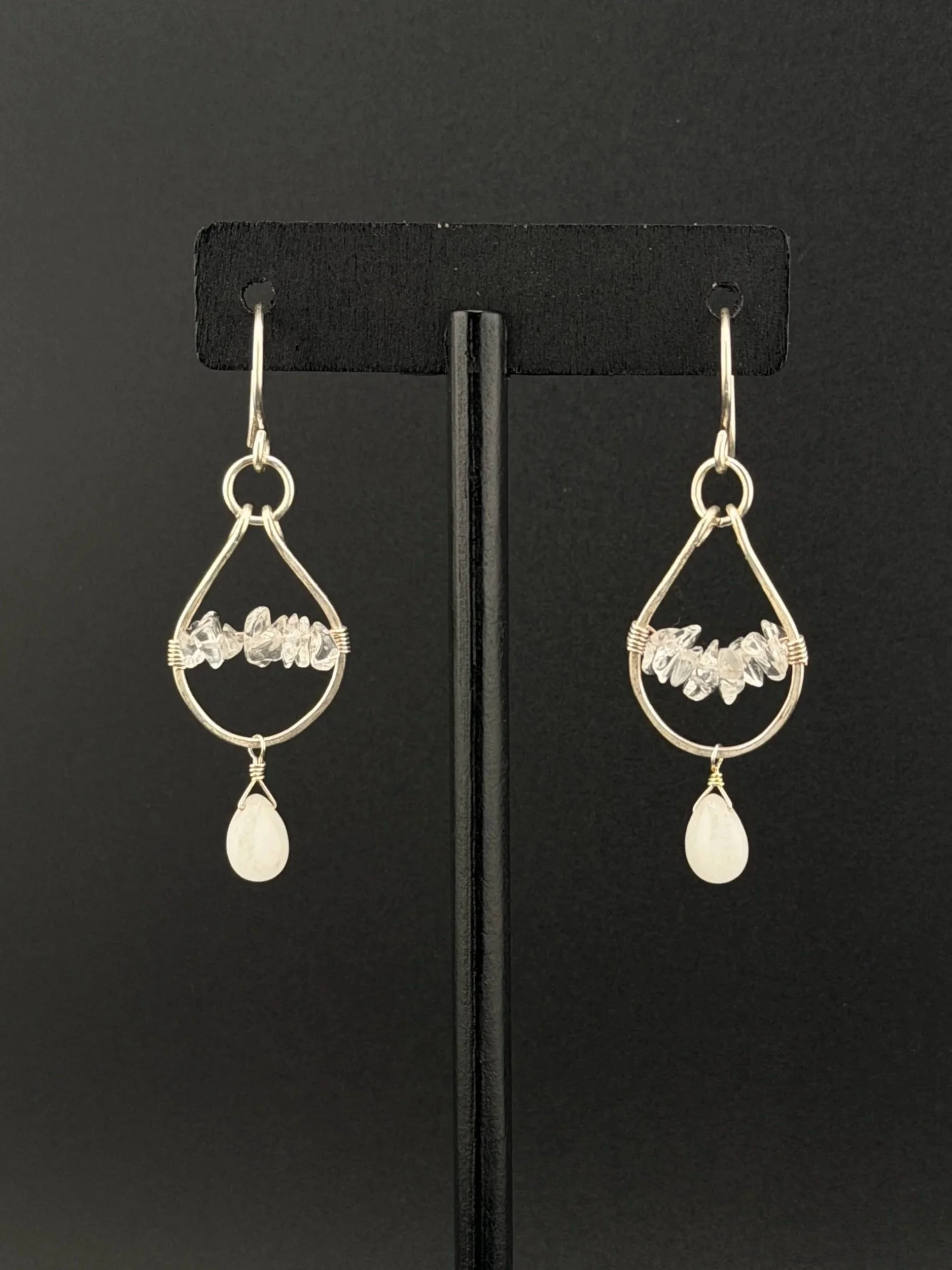 Silver Crystal Chip Earrings