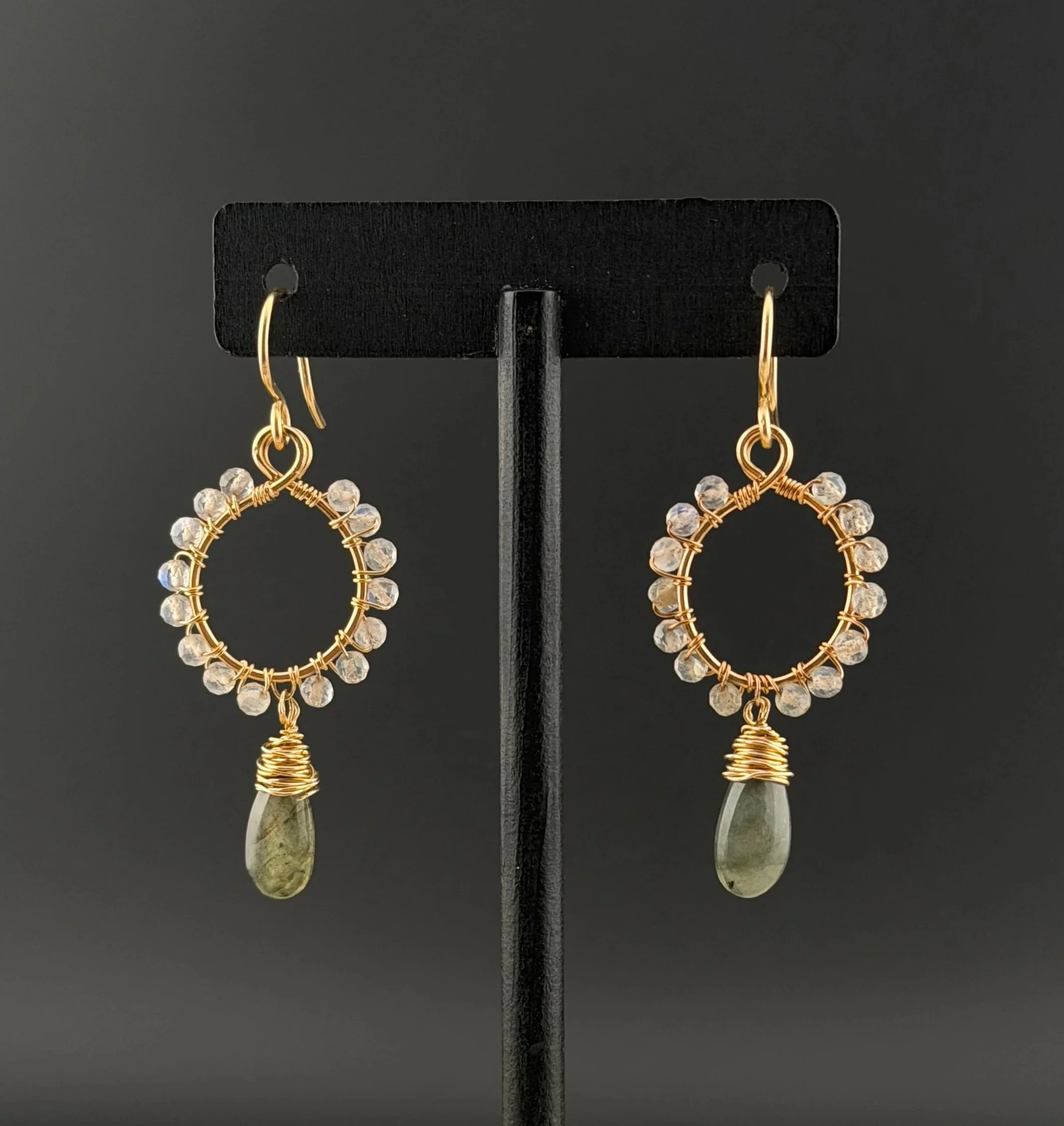Halo Labradorite Drop Earrings