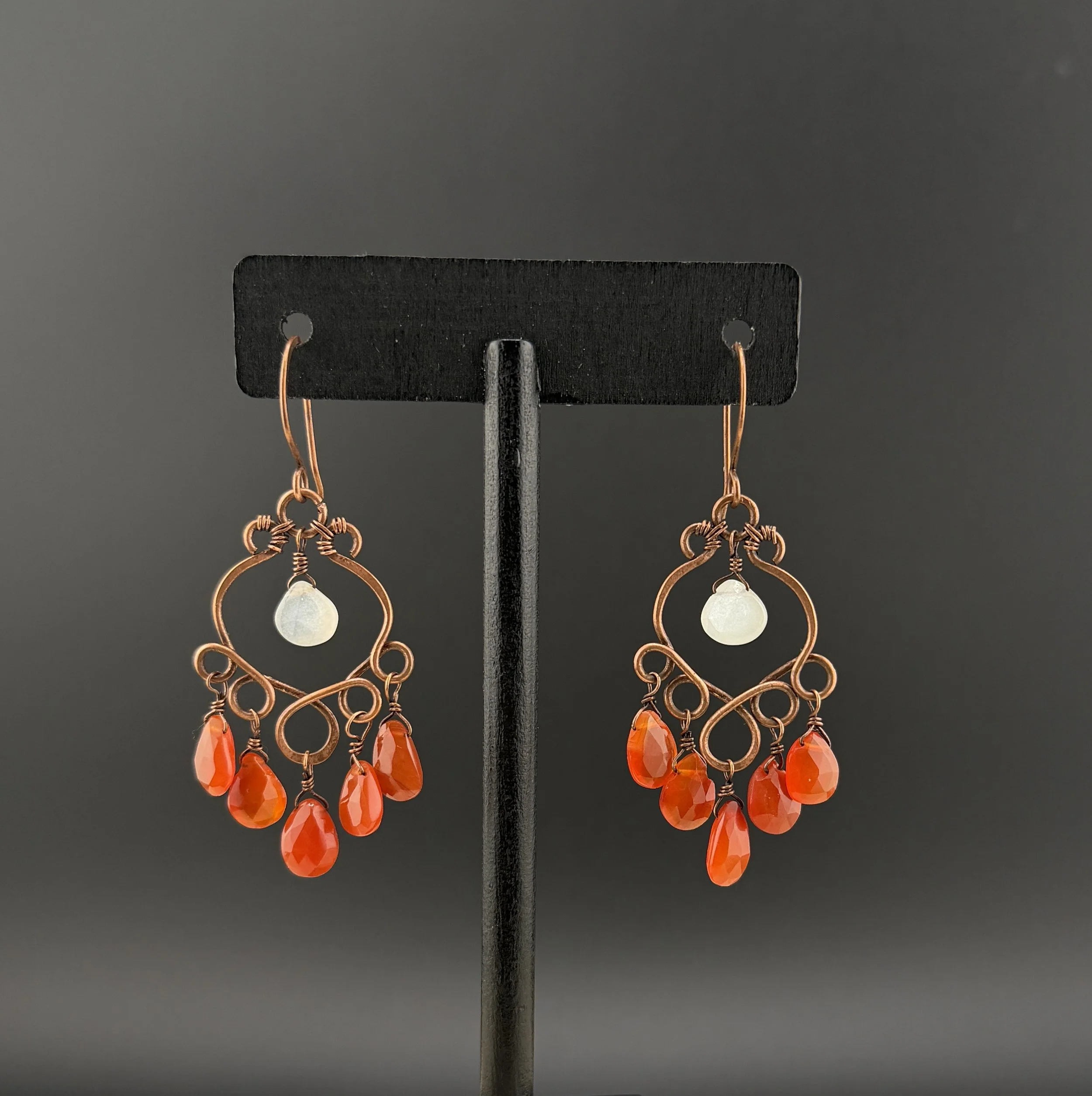 Cornelian Moonstone Drops