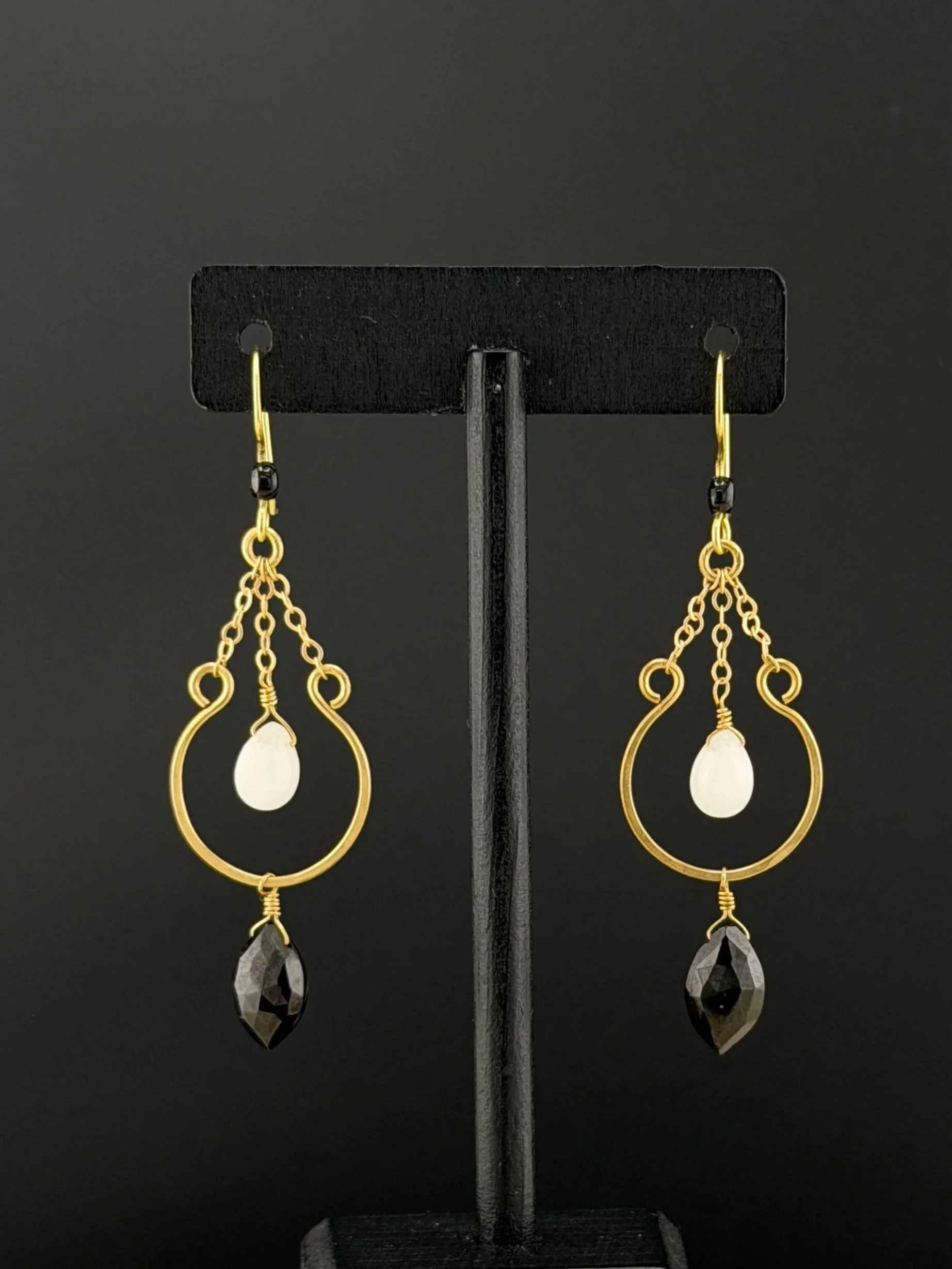 Moonstone and Black Spinel Earrings