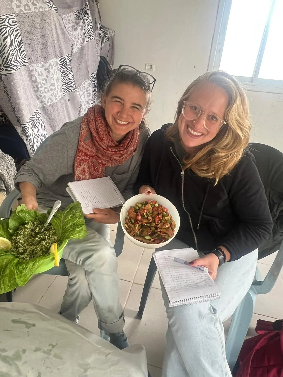 DD and Louisa learning arabic and making tabbouleh and fattoush.jpg