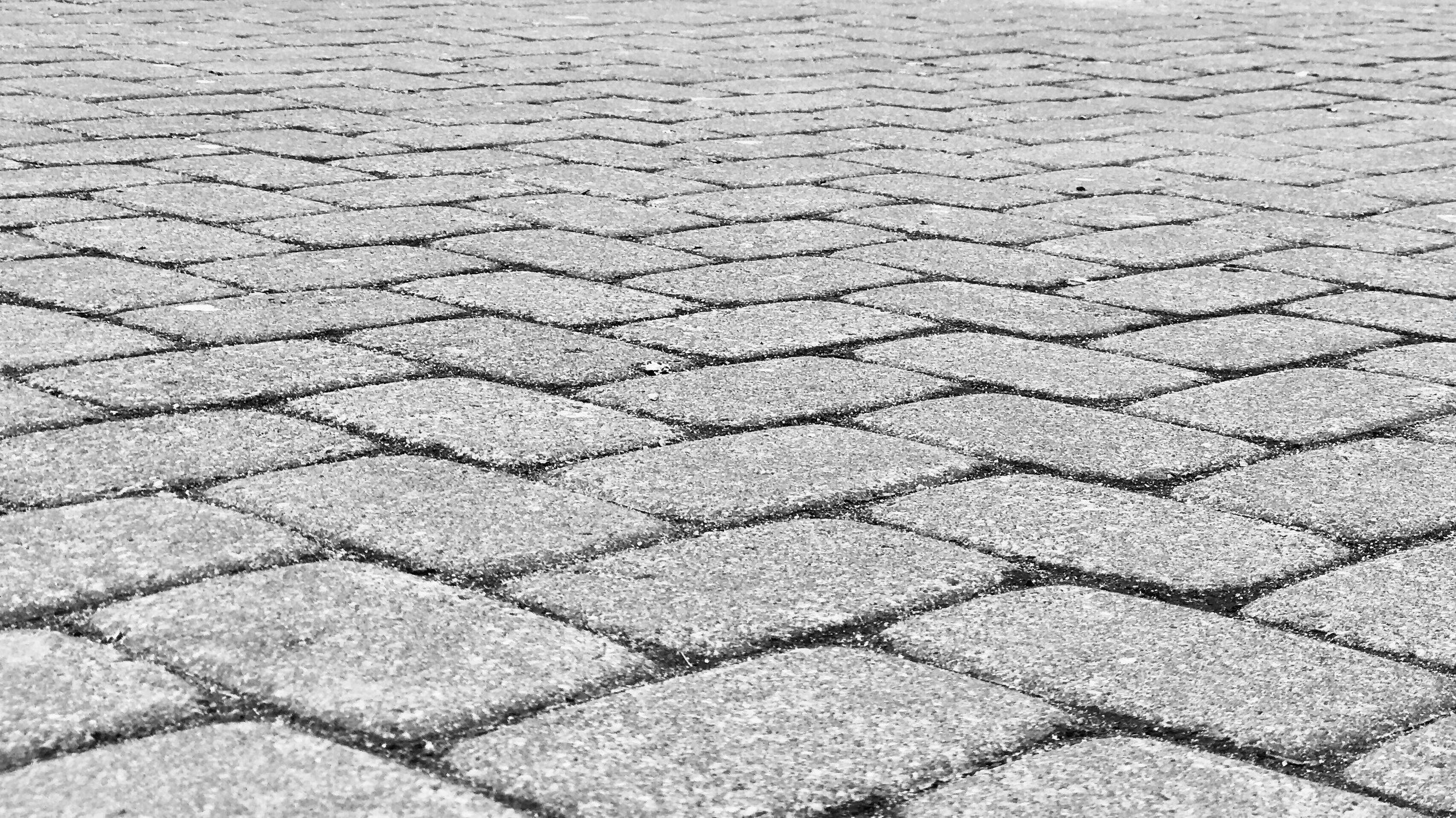 Paved stone surface of driveway.