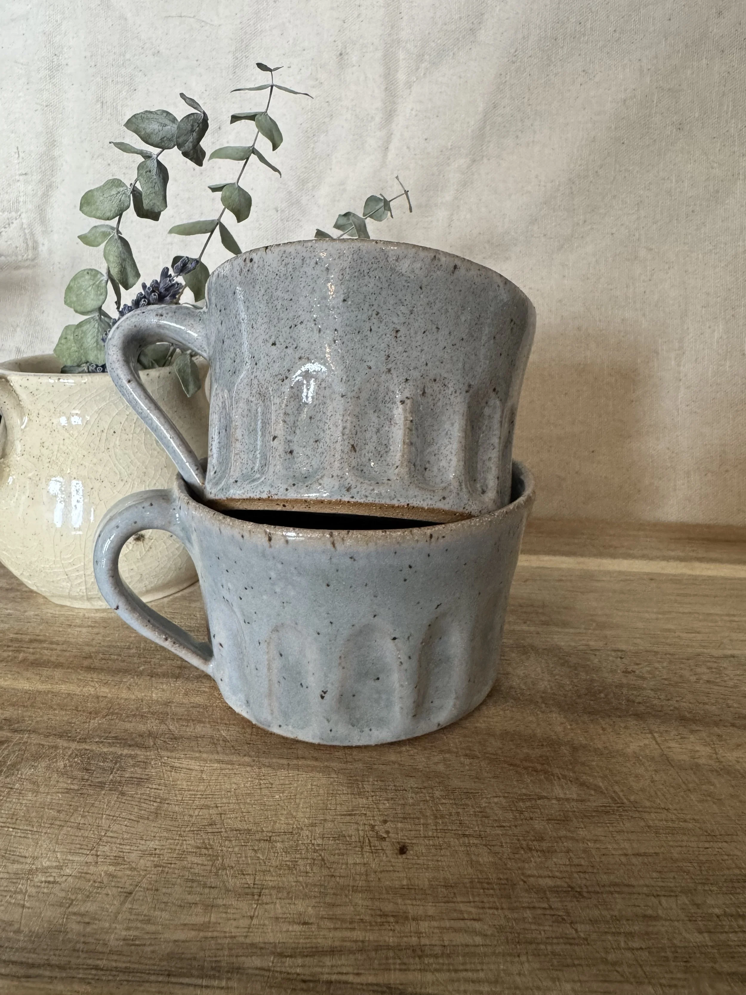 Handcrafted Ceramic Fluted Mugs
