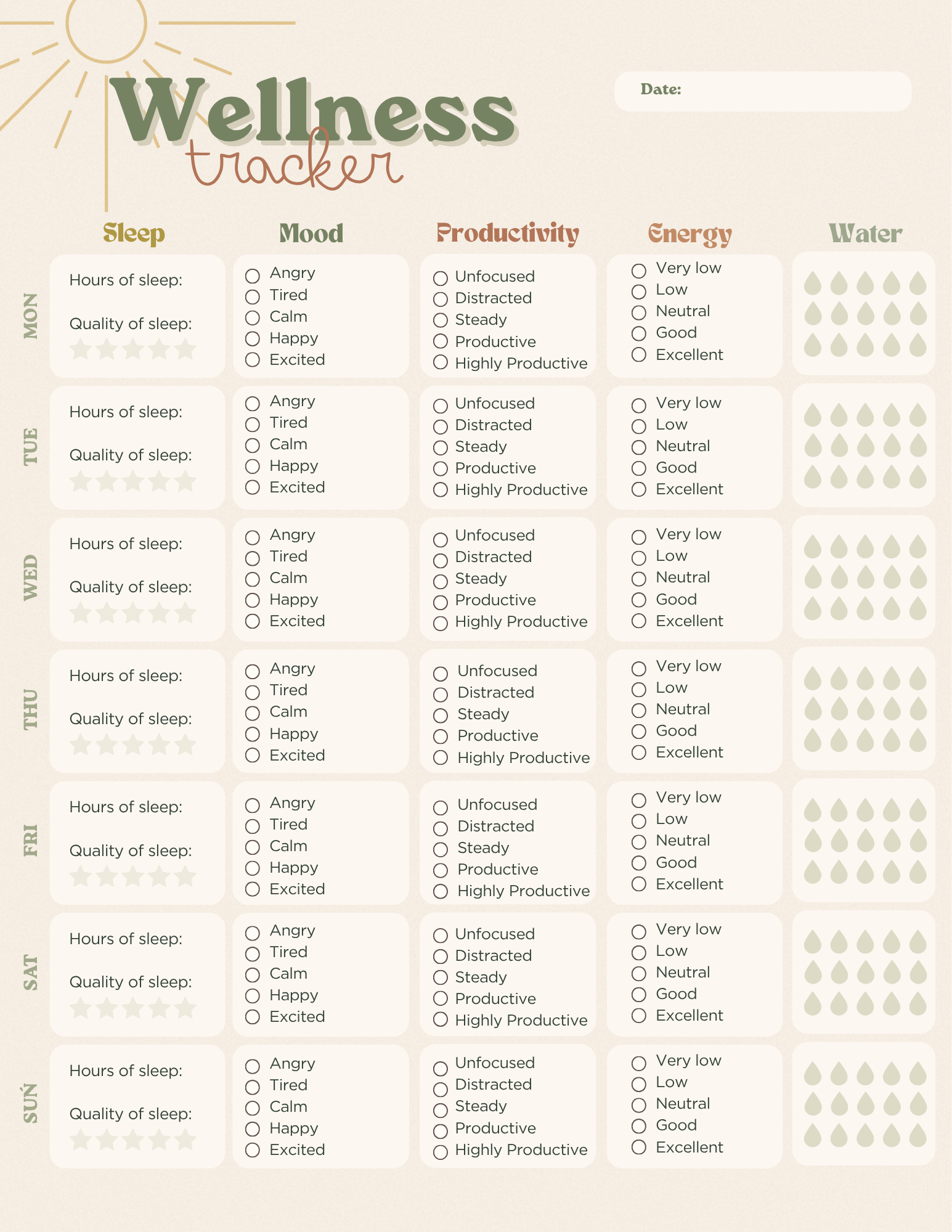 Weekly Wellness Tracker