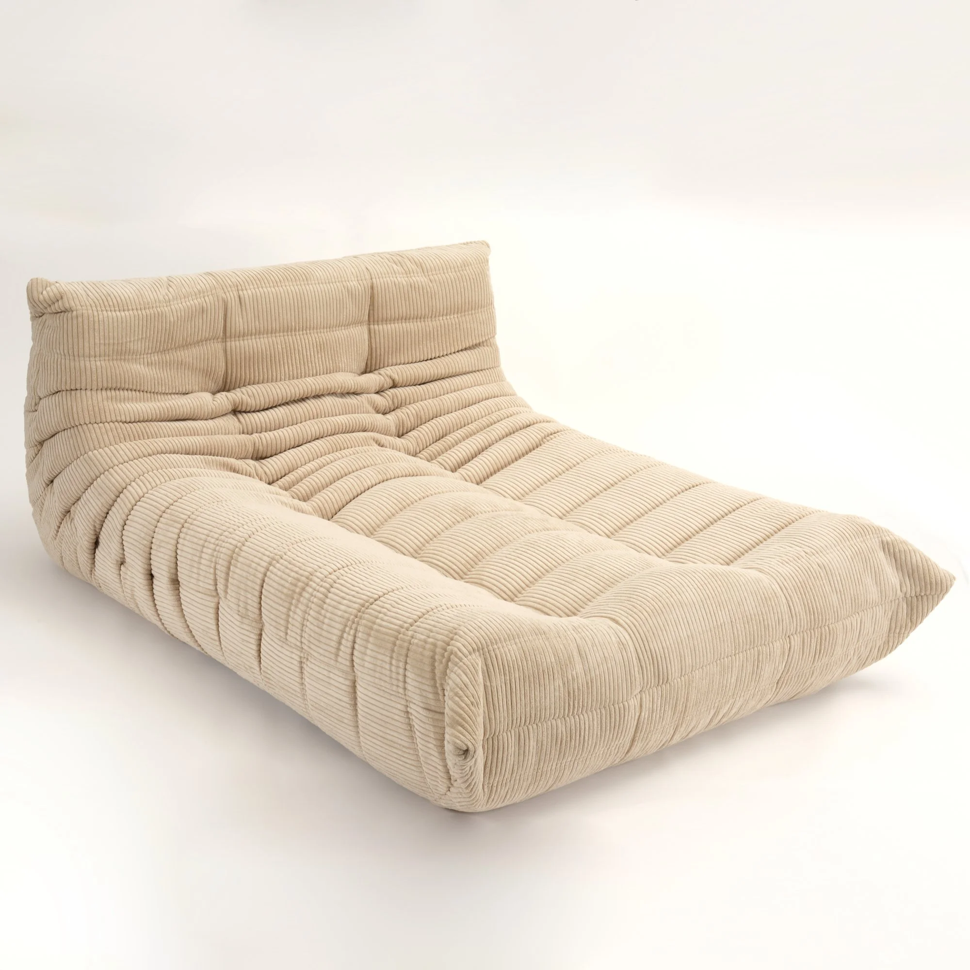 Vintage Ligne Roset Togo Chaise Lounge in Cream Corduroy