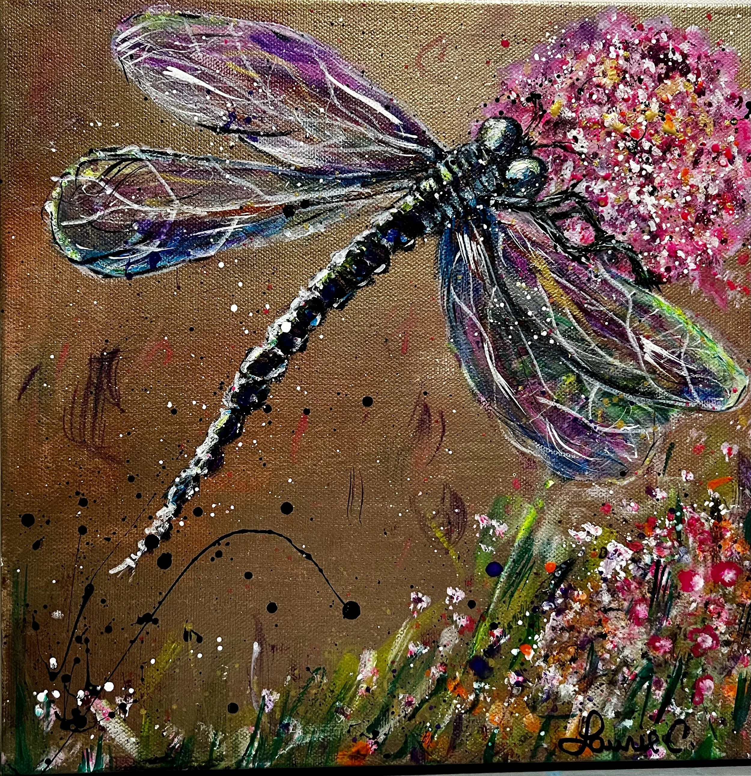 Vibrant Dragonfly Canvas Art 12x12