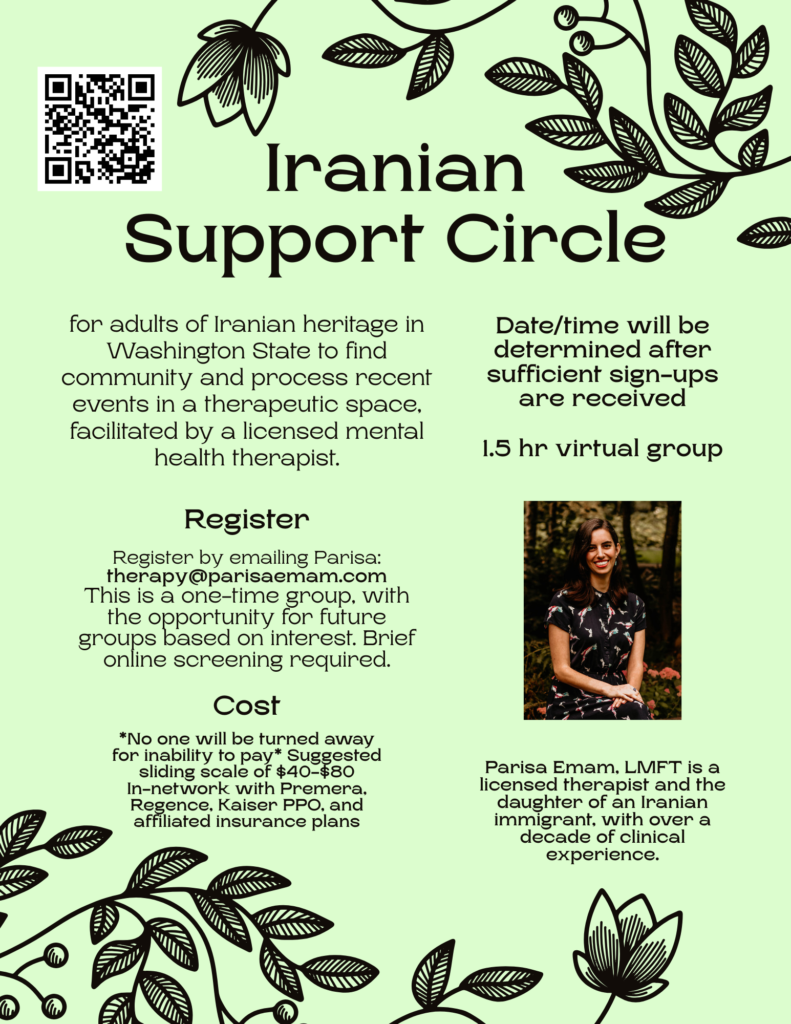 a flyer about the Iranian Support Circle