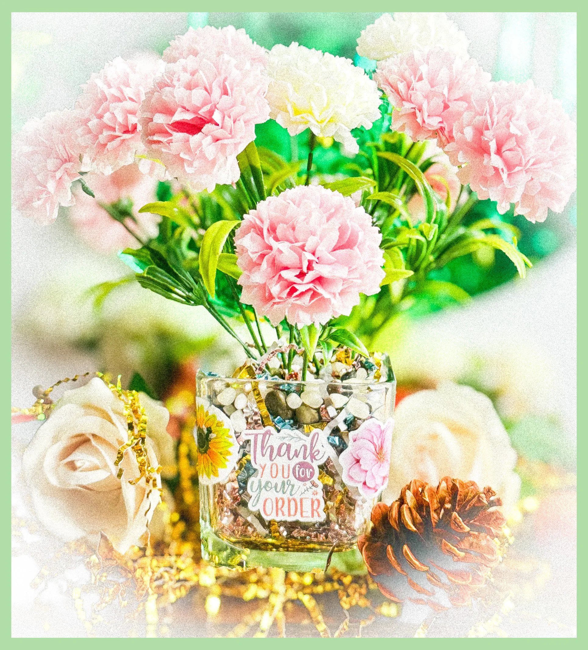Beautiful Pink and Cream Faux Floral Arrangement