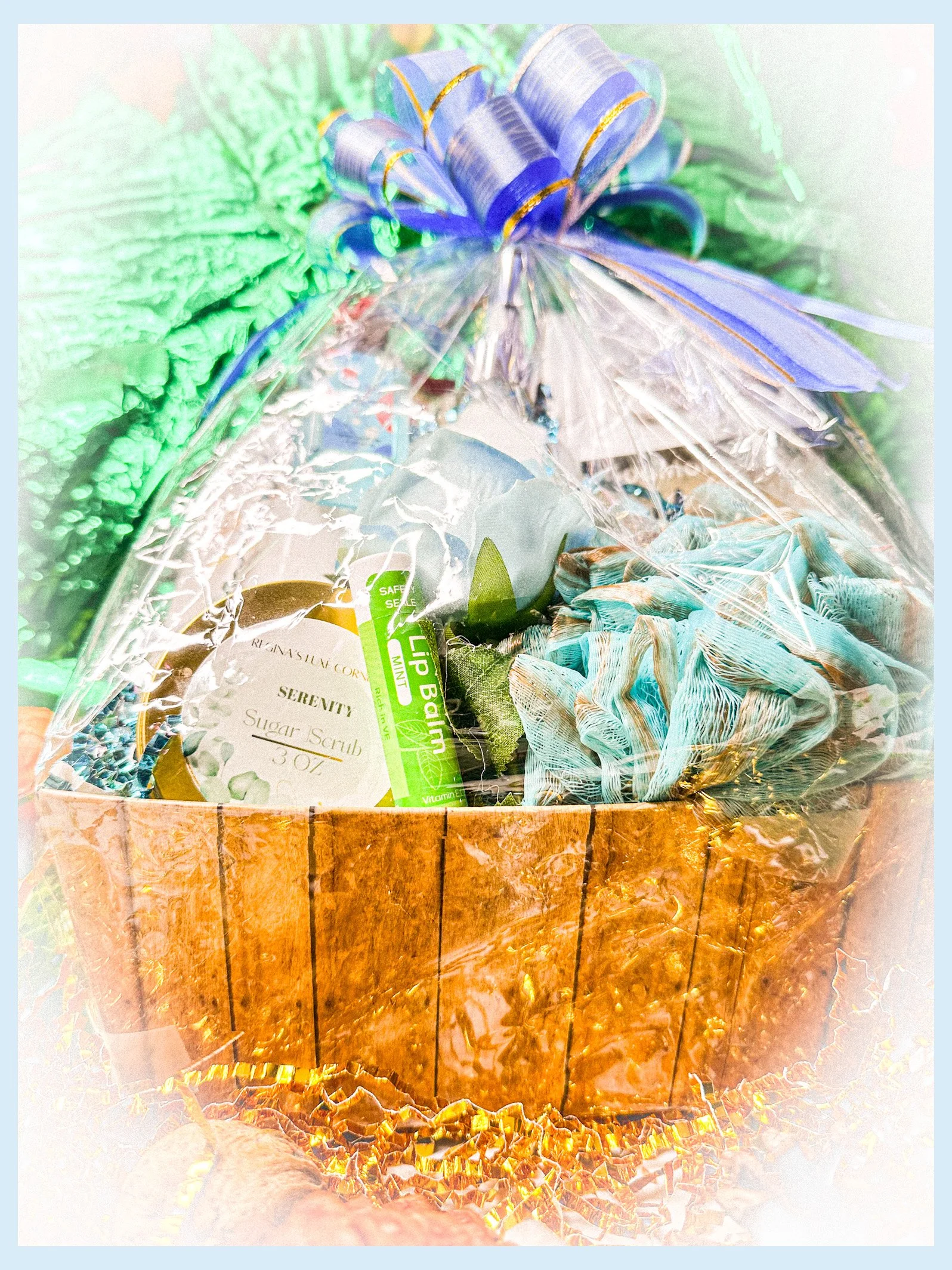 Father's Day Brown Bamboo Gift Box - Blue Theme