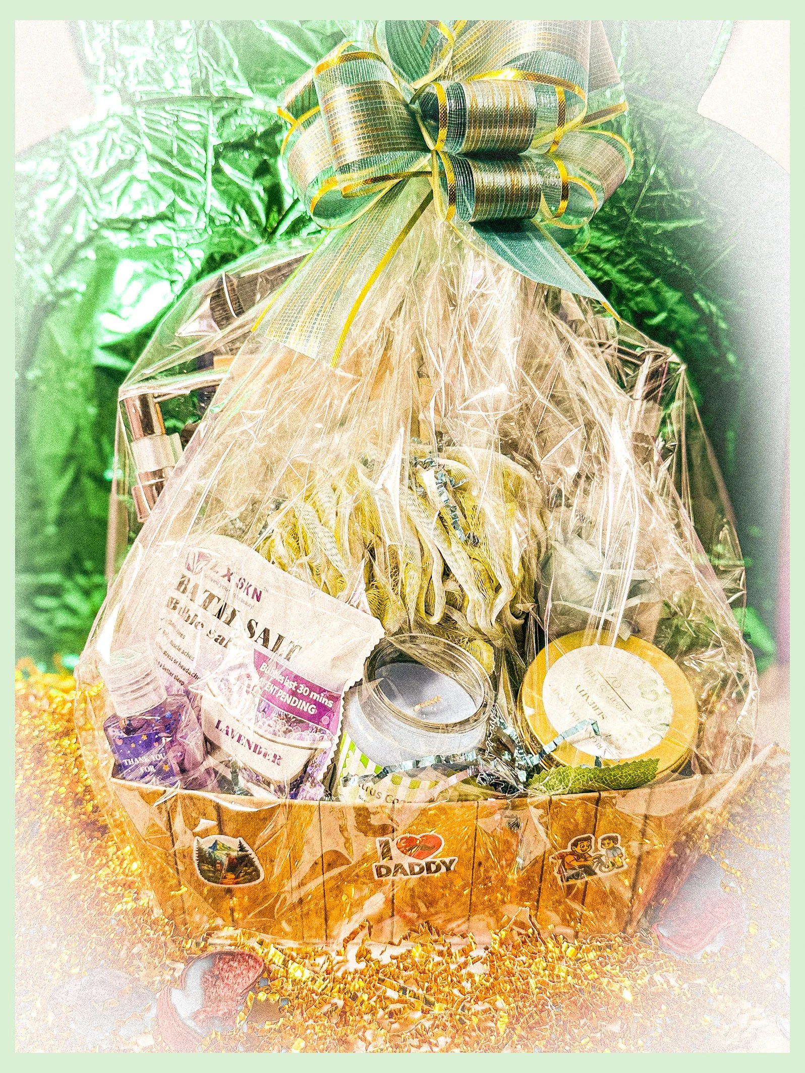 Father's Day Brown Bamboo Gift Box - Green Theme