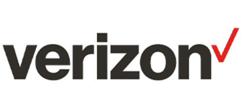 Verizon logo with black text and a red check mark.
