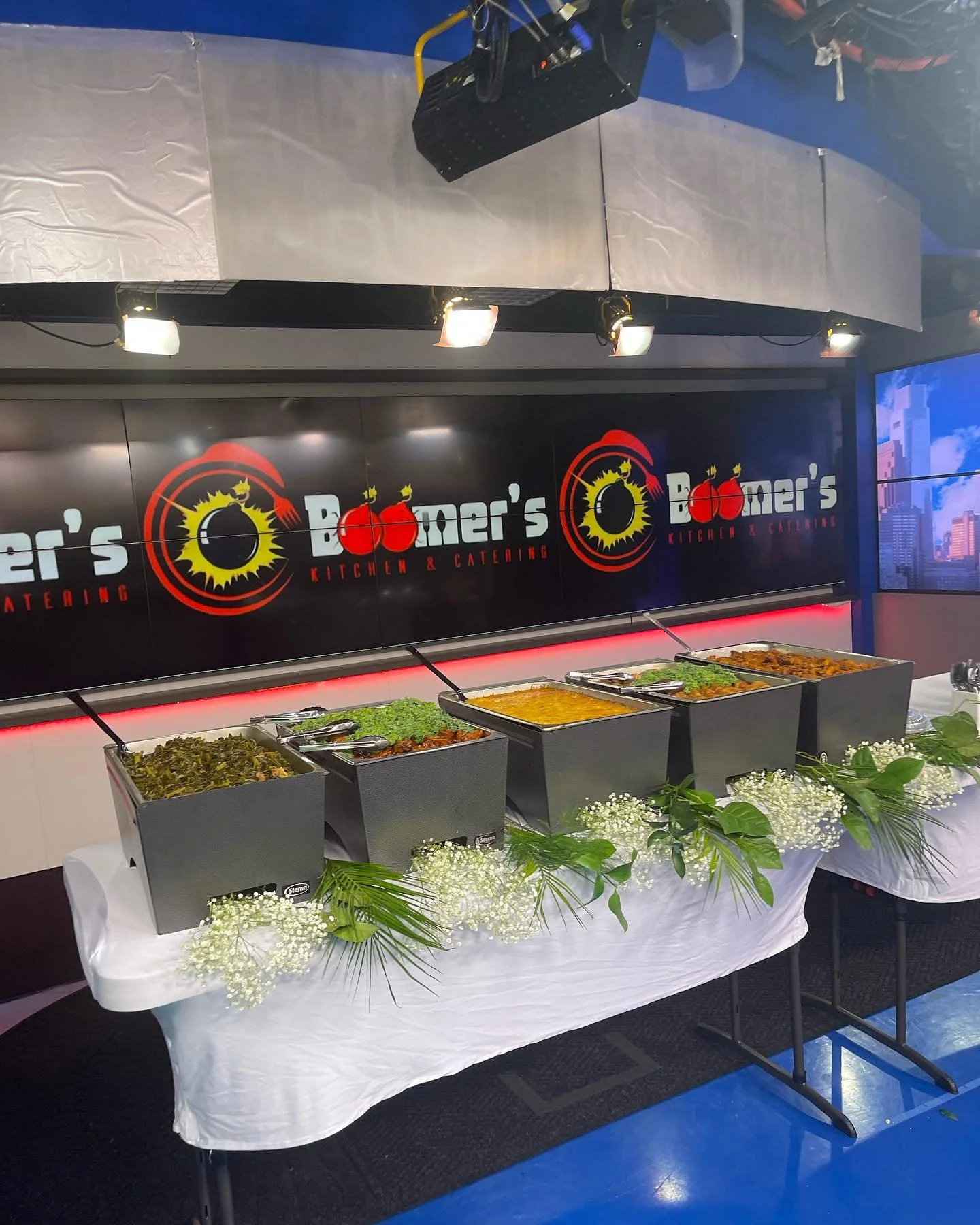 Catering table with multiple food options