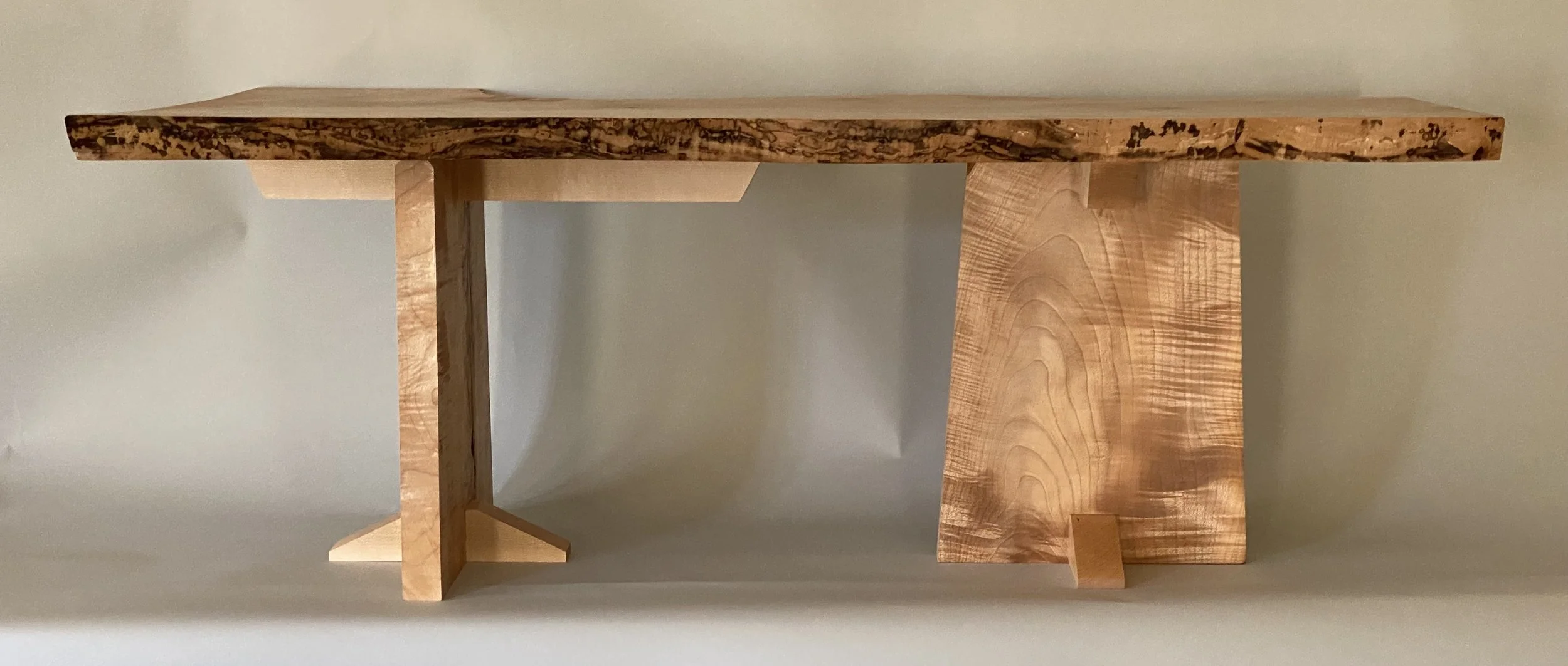 LIVE EDGE MAPLE COFFEE TABLE I highly figured maple with a wipe on varnish finish I 42"W x 15"D x 15"H