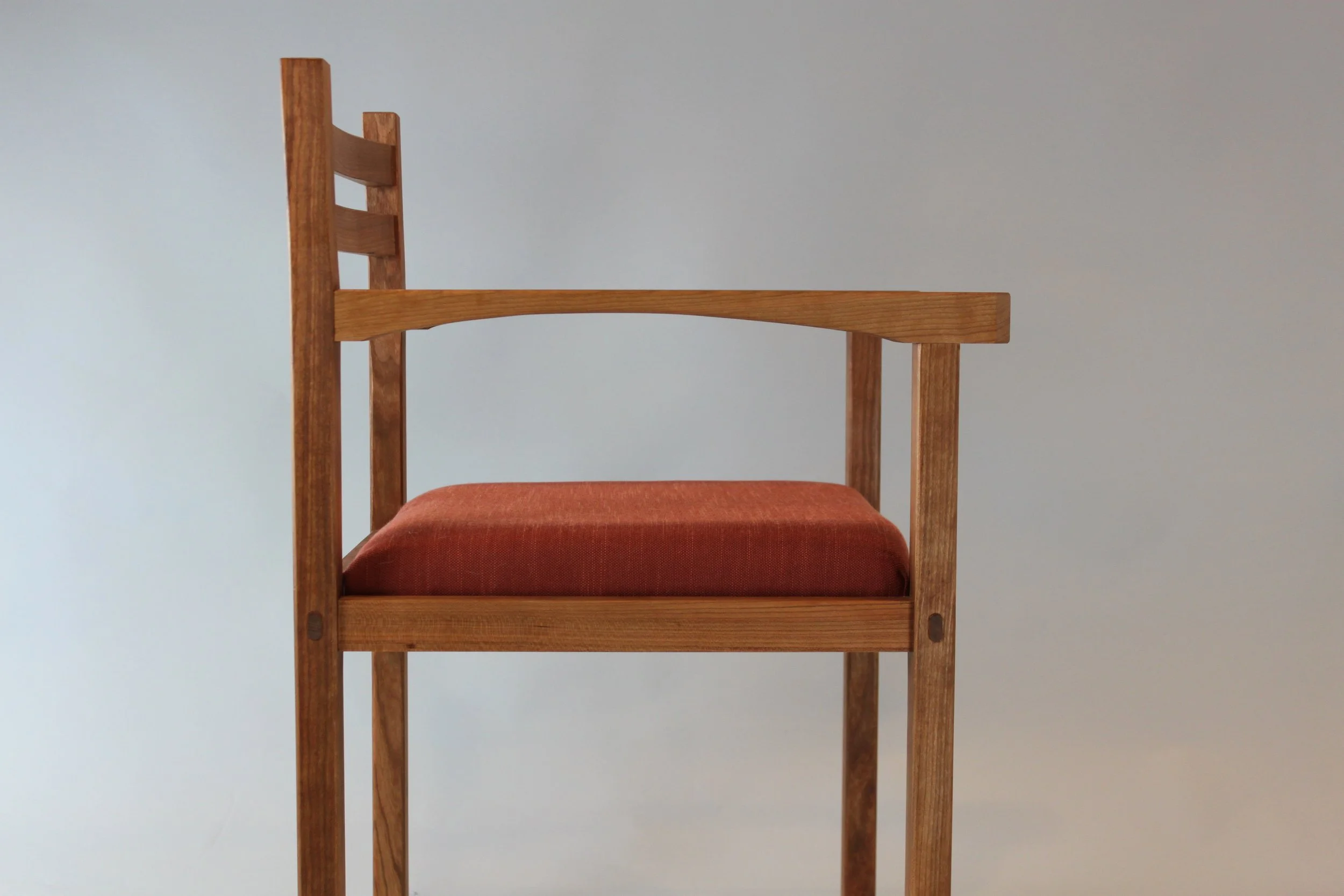 SKINNY CHAIR #2, side view  |  cherry  |  finished in a danish oil  |  32.5"H x 19.97"W x 20"D