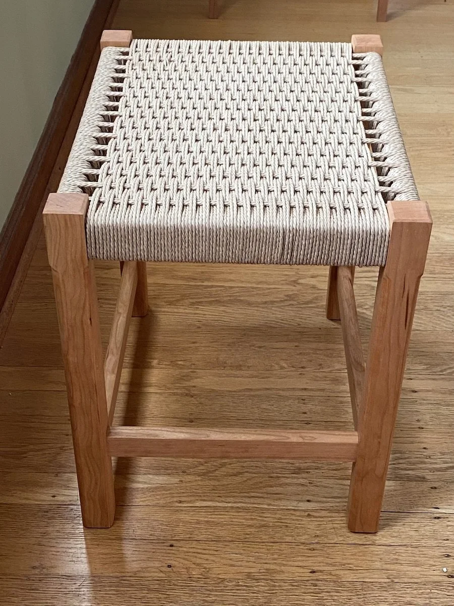 DANISH CORD BENCH, top angle view | walnut | 40”W x 16”D x 18”H
