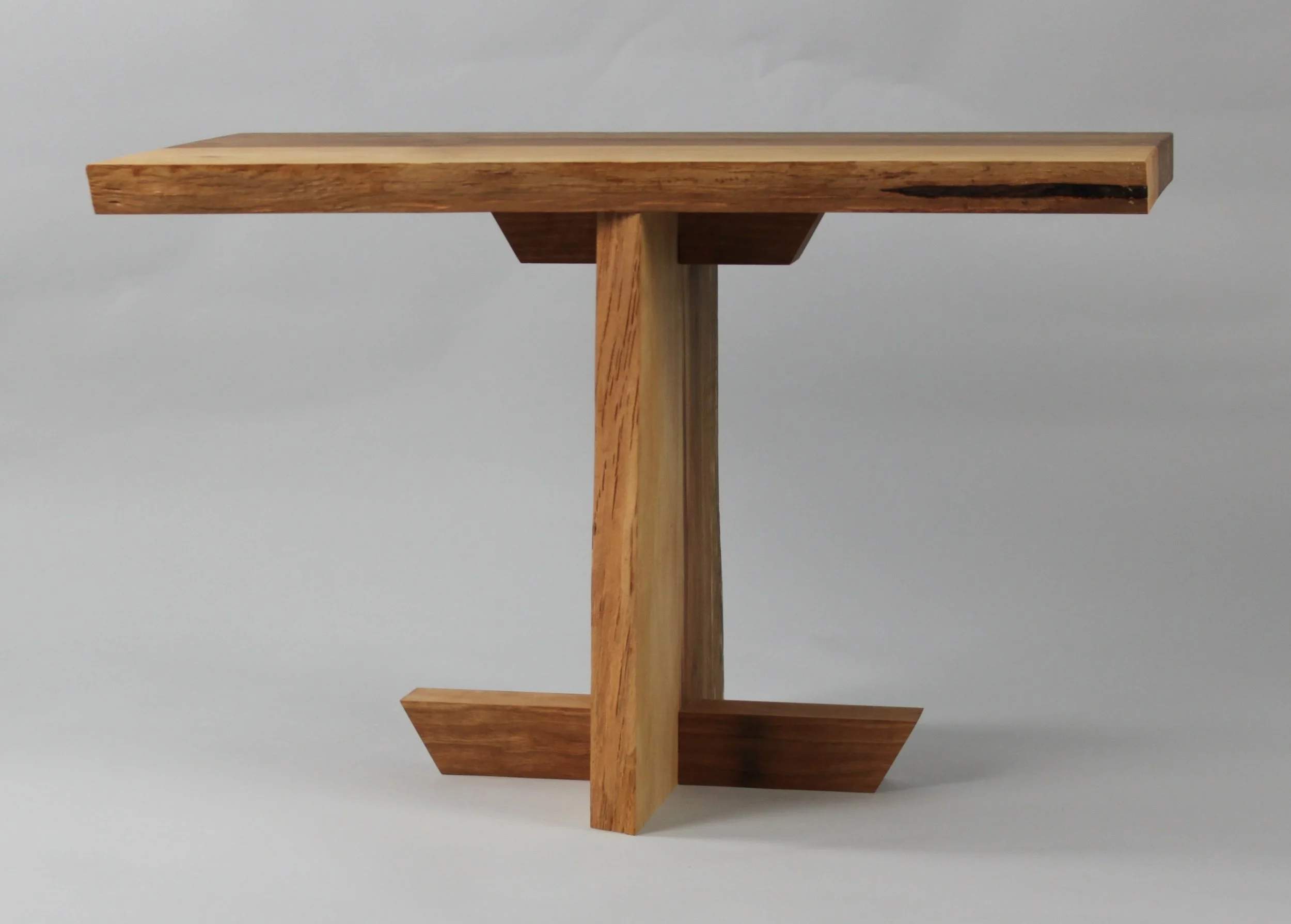 LIVE EDGE ALDER END TABLE, front view | live edge alder with cherry support, surfaces finished with varnish oil | 24”D x 13.5”W x 15.5”H