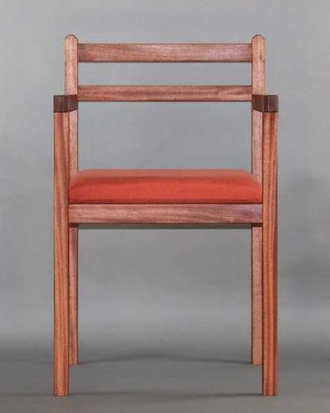 SKINNY CHAIR #1, front view | sapele, finished with danish oil & wax | 32-1/2" H x 20-1/2"D x 19-3/4" W