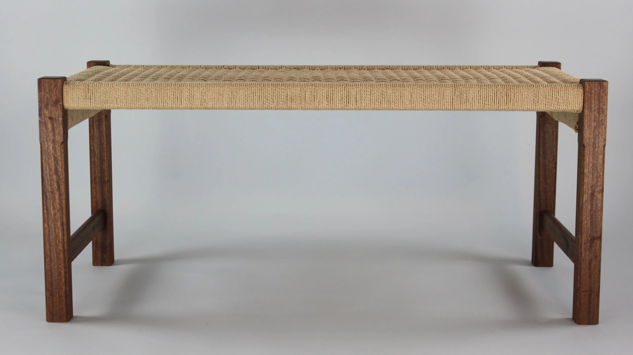 DANISH CORD BENCH, front view | walnut | 40”W x 16”D x 18”H