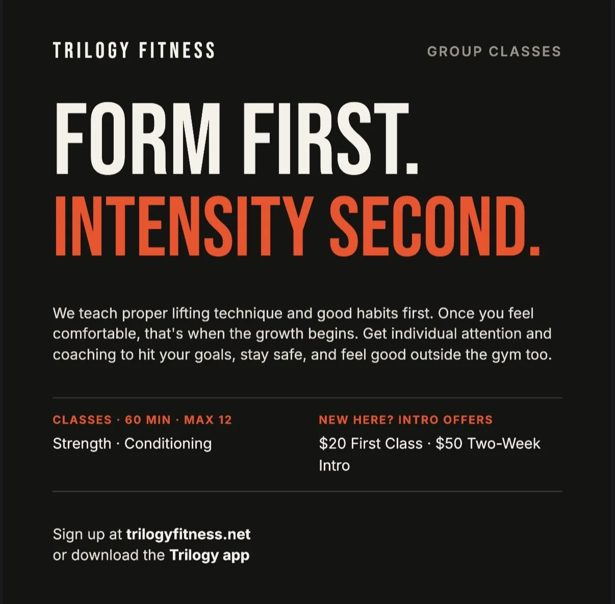 Form Is Paramount Here at Trilogy. We Want You Feeling Good Both Inside the Gym and Out! That Only Happens If Injury Risk Is Mitigated. Join Trilogy Today and Start Your Movement Towards Better💪🏻 #trilogy #gym #strength #health #fitness
