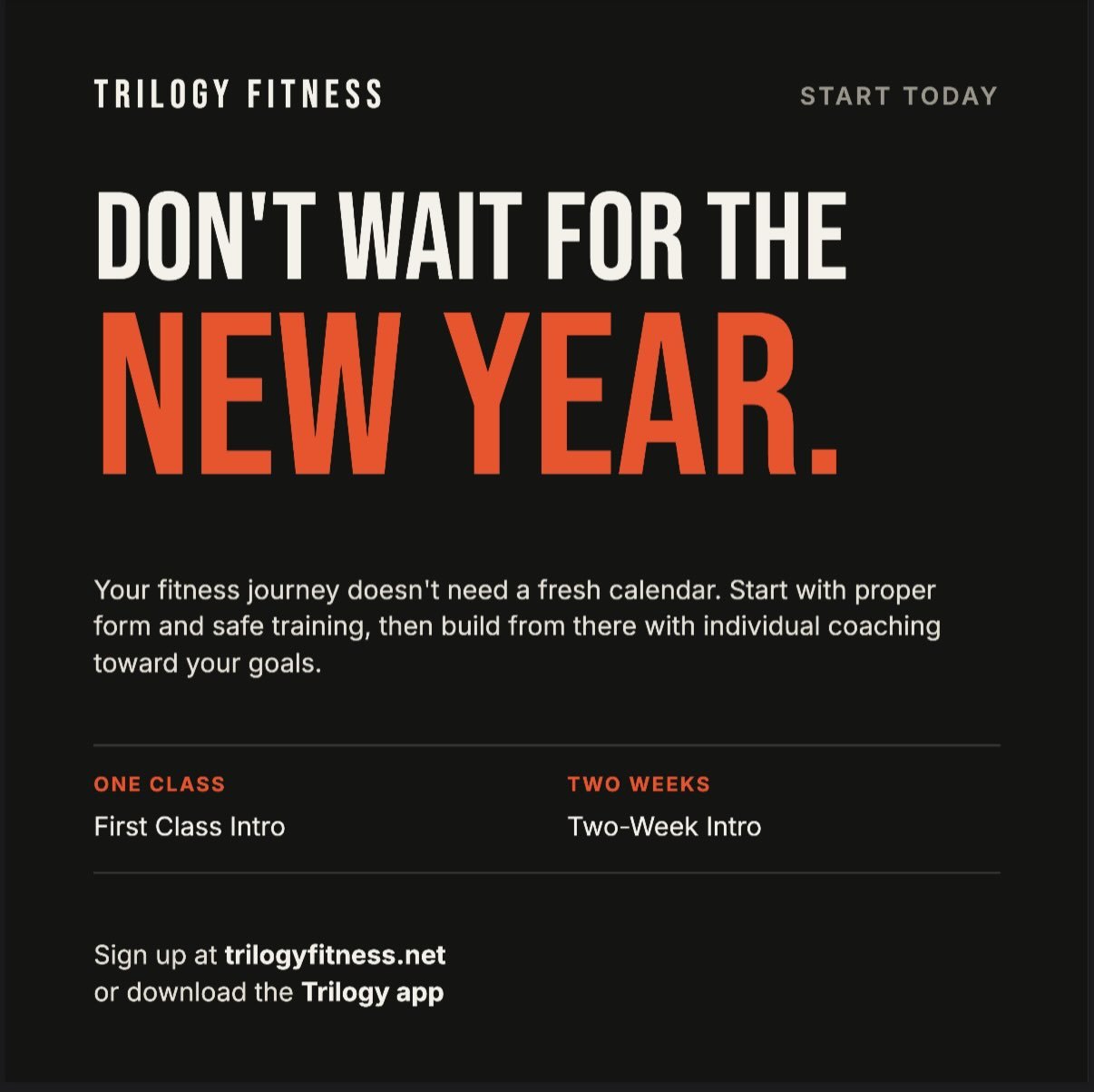 Begin Your Resolution Now! Take Advantage of Our Intro Offers and Come Join Trilogy Today💪🏻 #gym #newyear #health #fitnessmotivation