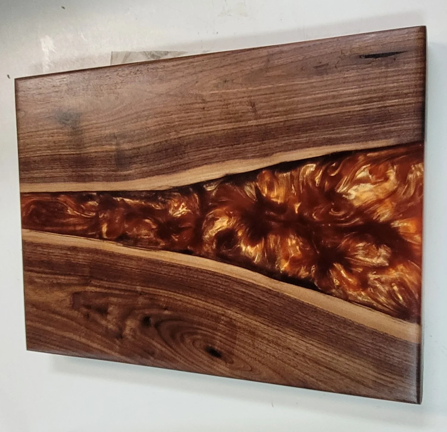 16" X 16" cutting board
Black Walnut and Copper