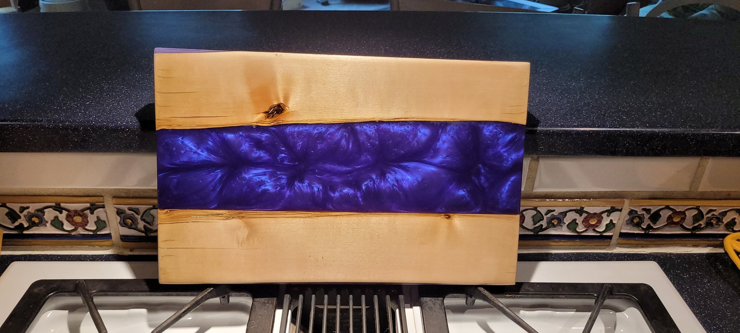 10" X 18" cutting board
Alaska Birch and Indigo