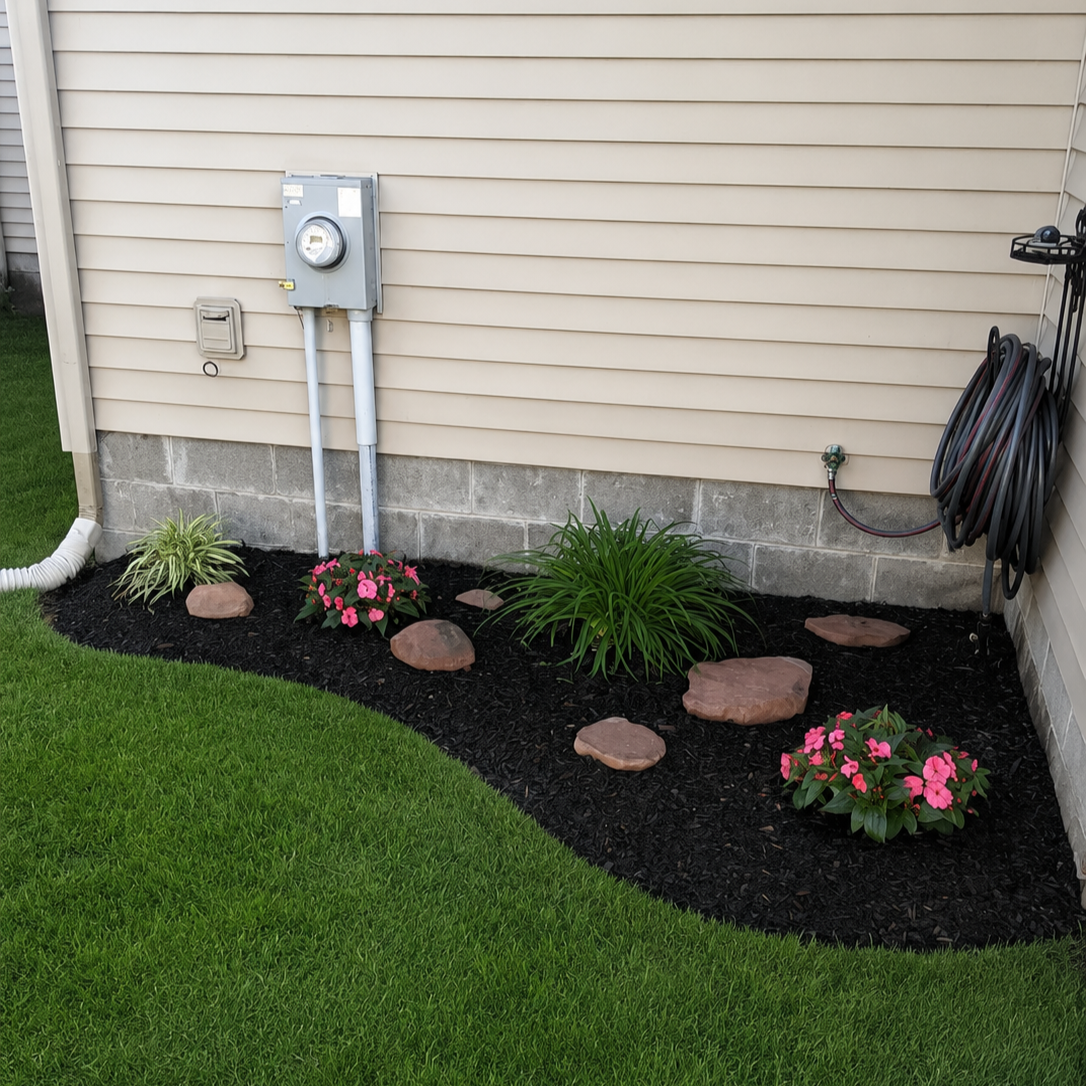 Utility access points and exterior vents around residential home associated with rodent activity