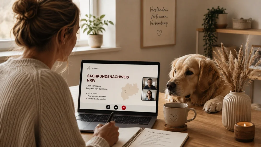 Symbolbild für den Online-Sachkundenachweis NRW. Die Prüfung wird bequem per Videotelefonie von zu Hause aus abgelegt und ist in ganz Nordrhein-Westfalen anerkannt.