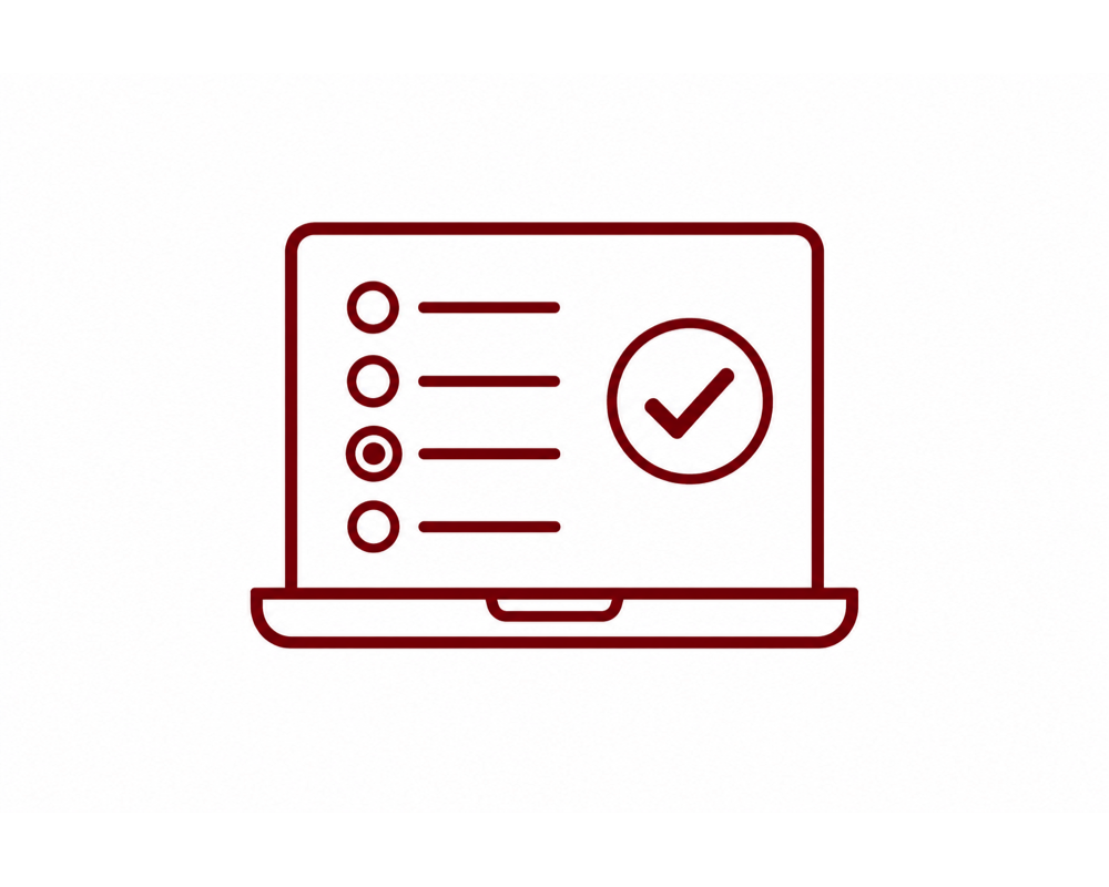 Wir nutzen ein einfach zu verstehendes Prüfungs-Tool mit Multiplechoice-Verfahren