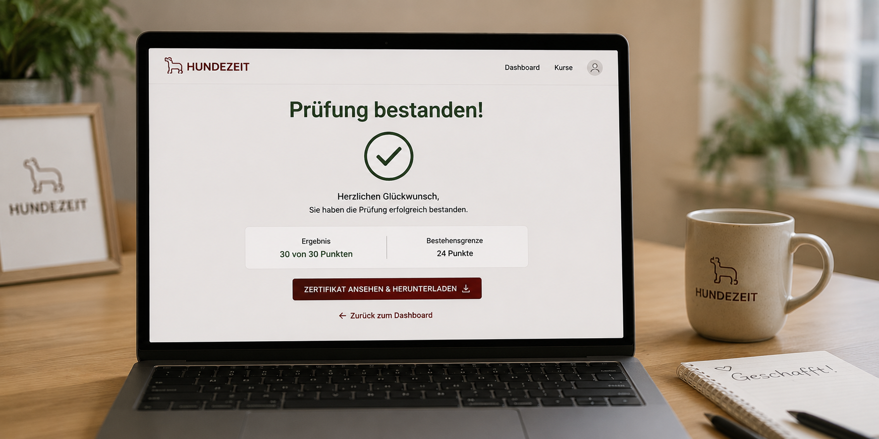Dein Ergebnis erhältst du direkt nach der Prüfung zum Sachkundenachweis für Hunde